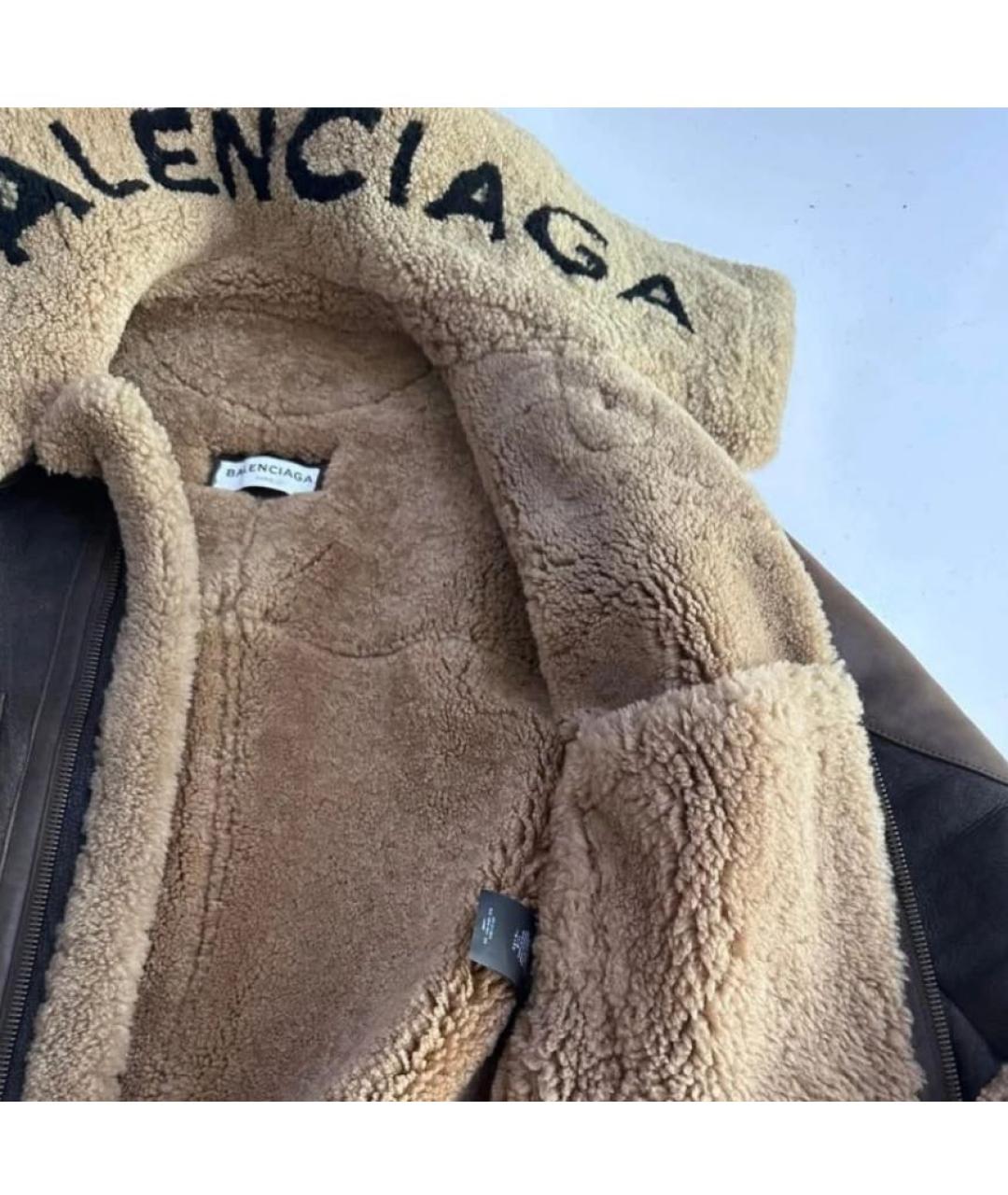 BALENCIAGA Коричневая кожаная дубленка, фото 4