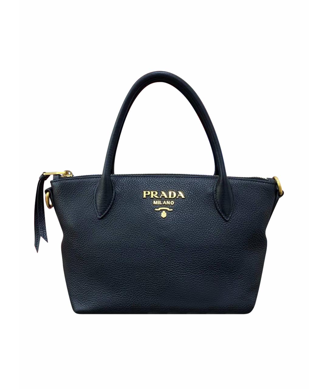 PRADA Черная кожаная сумка тоут, фото 1