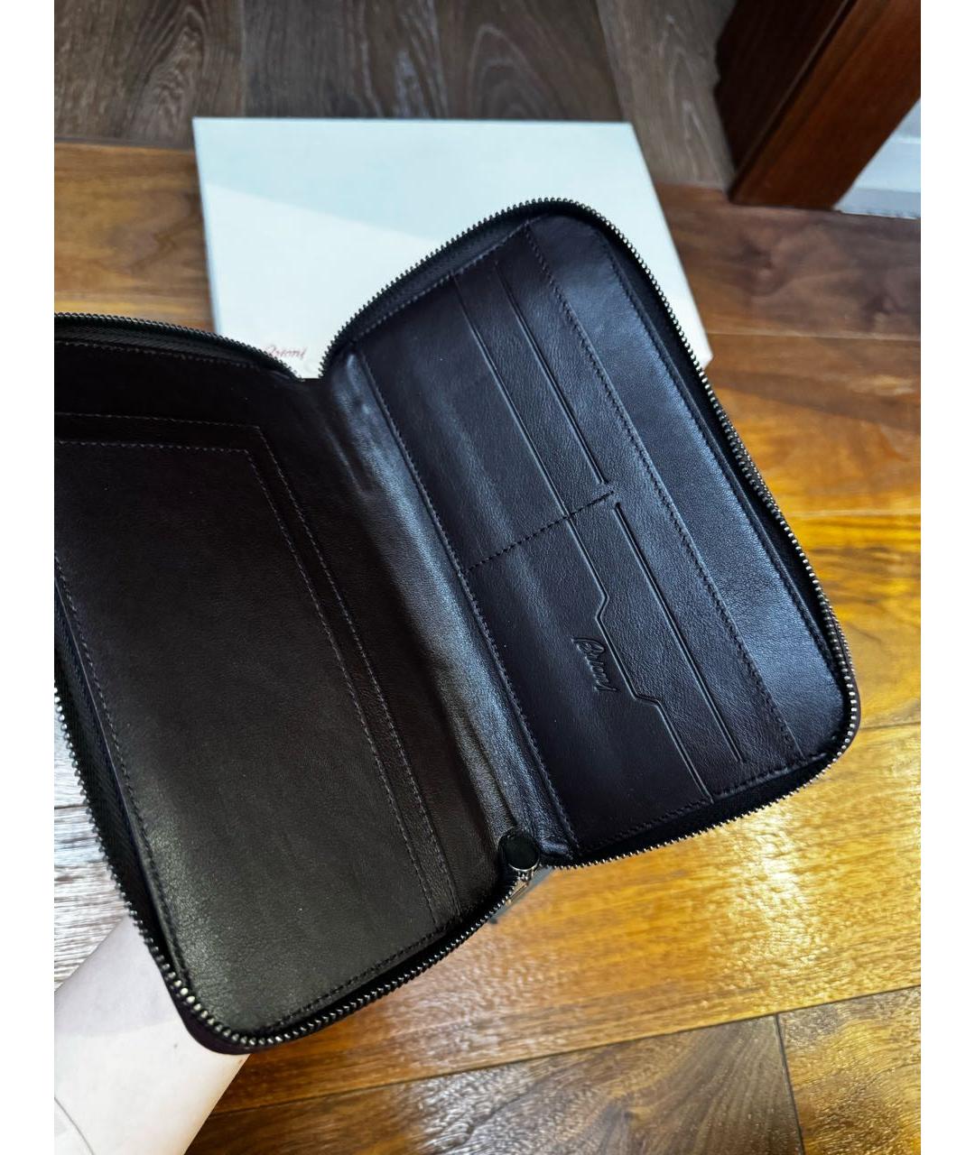BRIONI Бордовая кожаная барсетка, фото 6