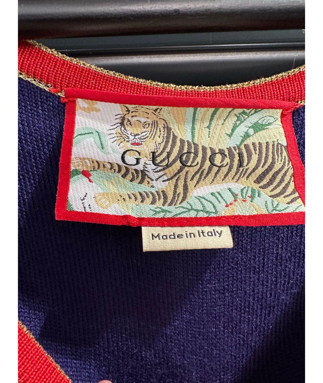 GUCCI Темно-синяя хлопко-эластановая майка, фото 3