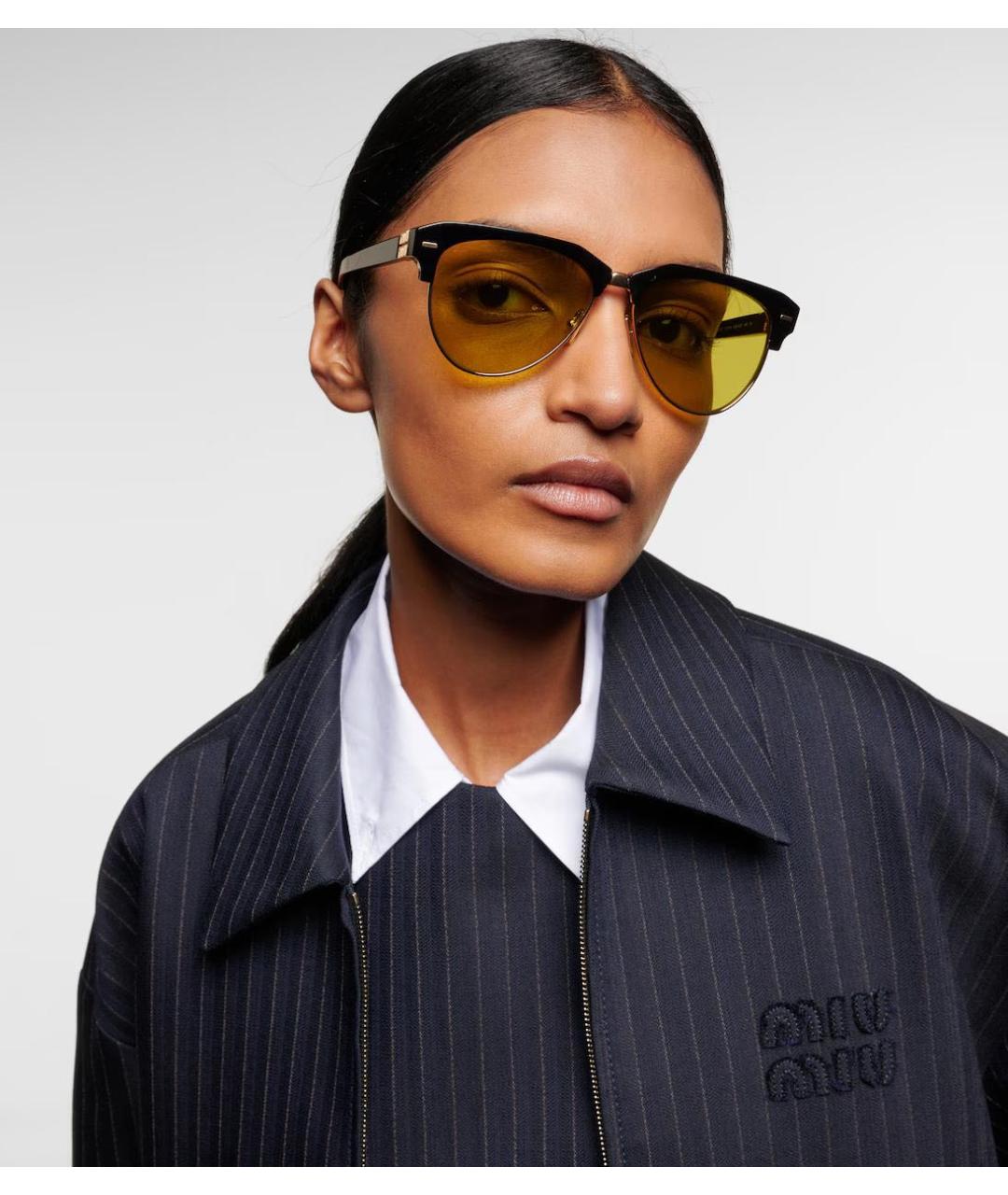 MIU MIU Черные металлические солнцезащитные очки, фото 7
