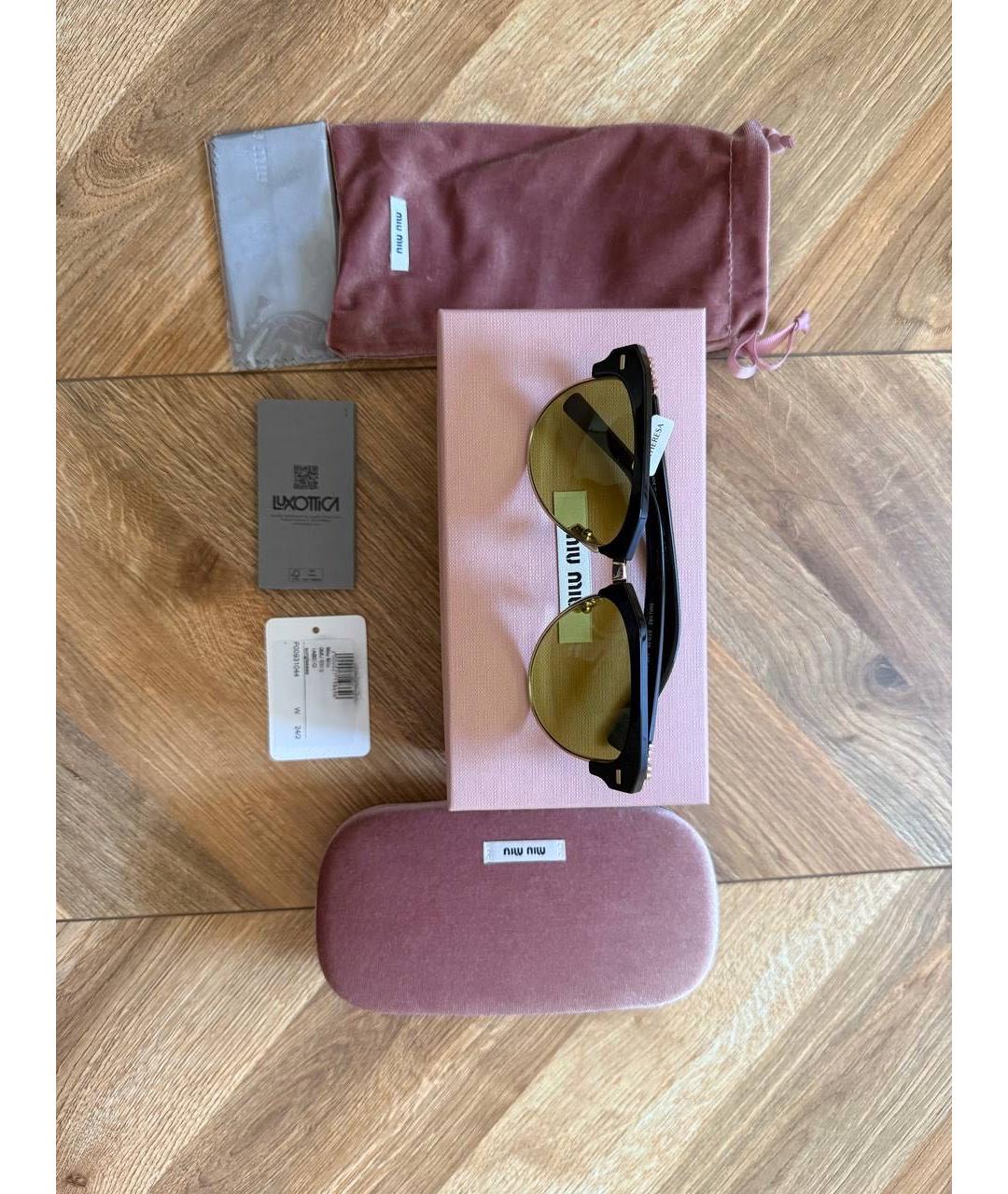MIU MIU Черные металлические солнцезащитные очки, фото 2