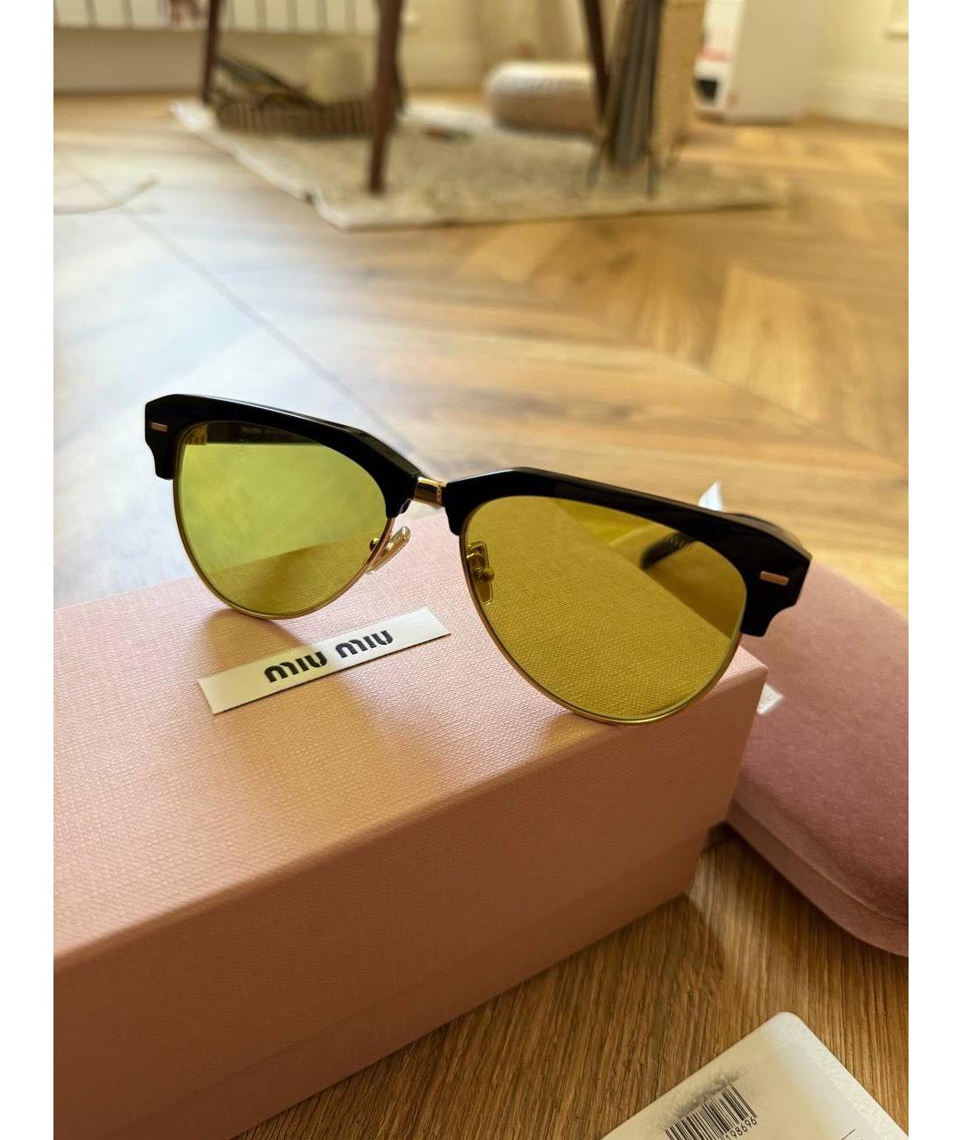 MIU MIU Черные металлические солнцезащитные очки, фото 3