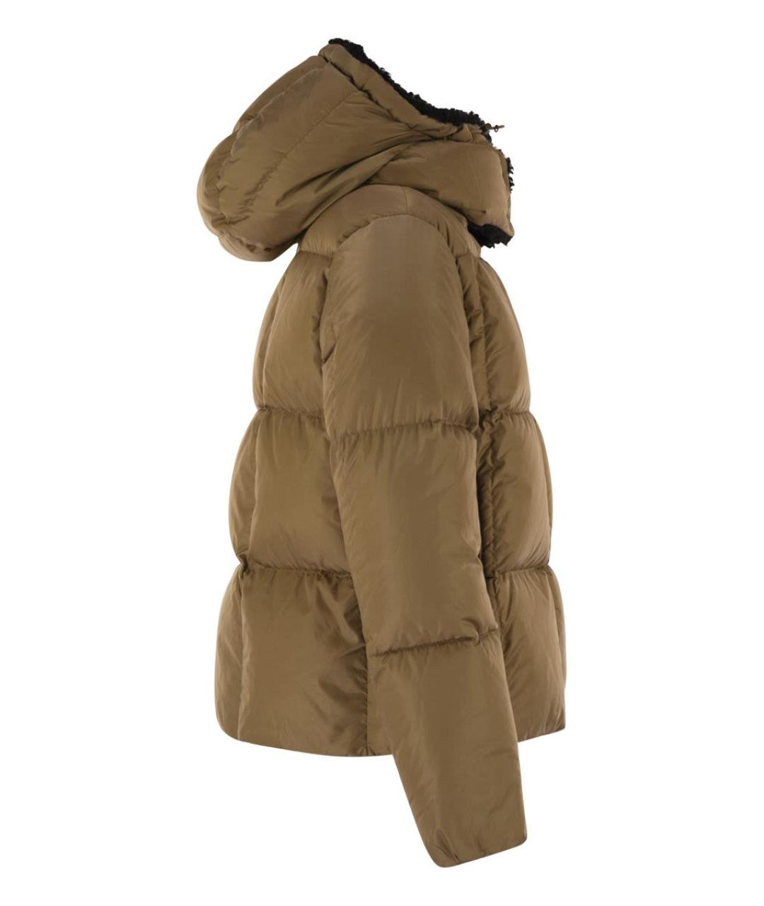 MONCLER Бежевый полиамидовый пуховик, фото 3