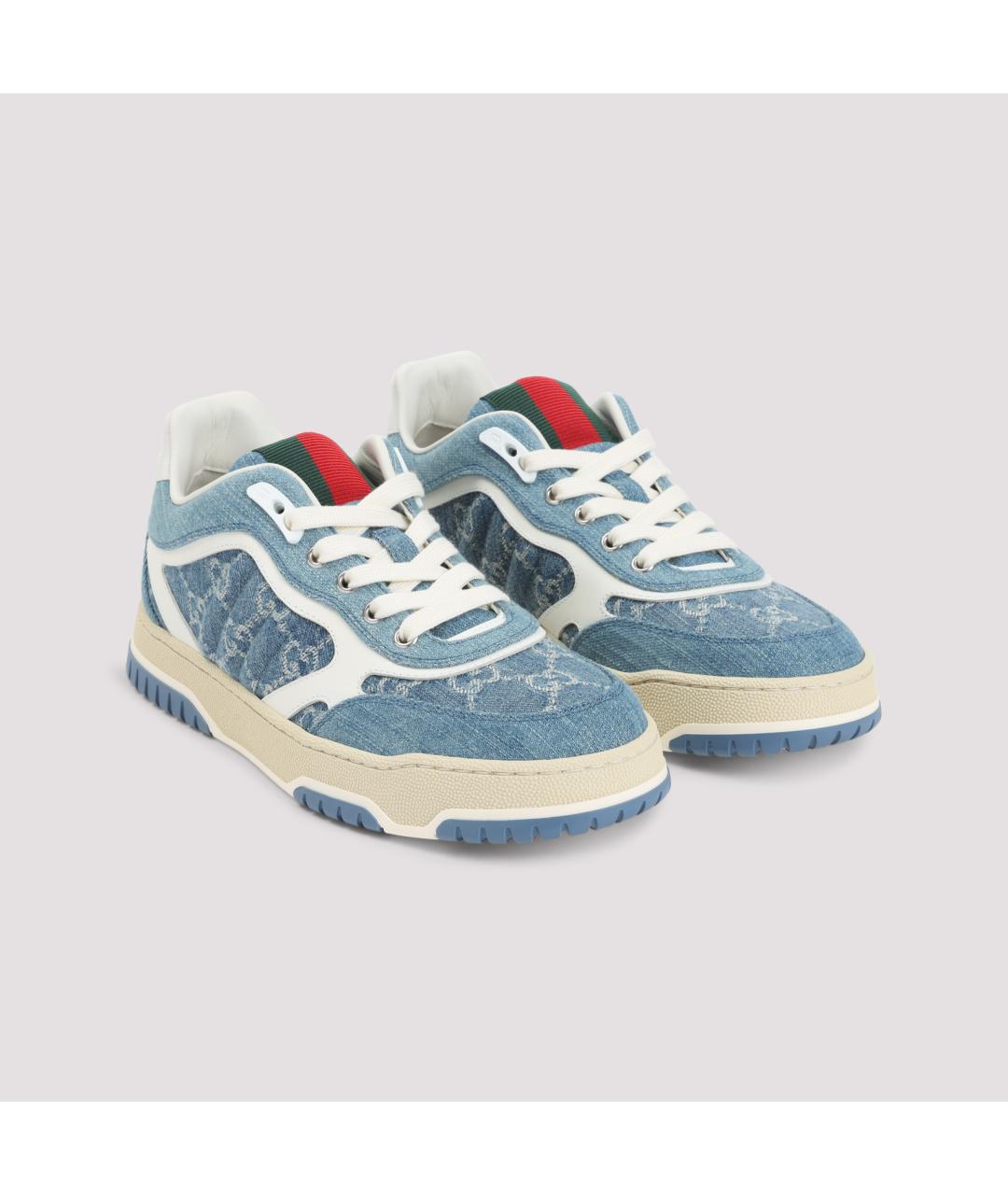 GUCCI Синие текстильные низкие кроссовки / кеды, фото 4