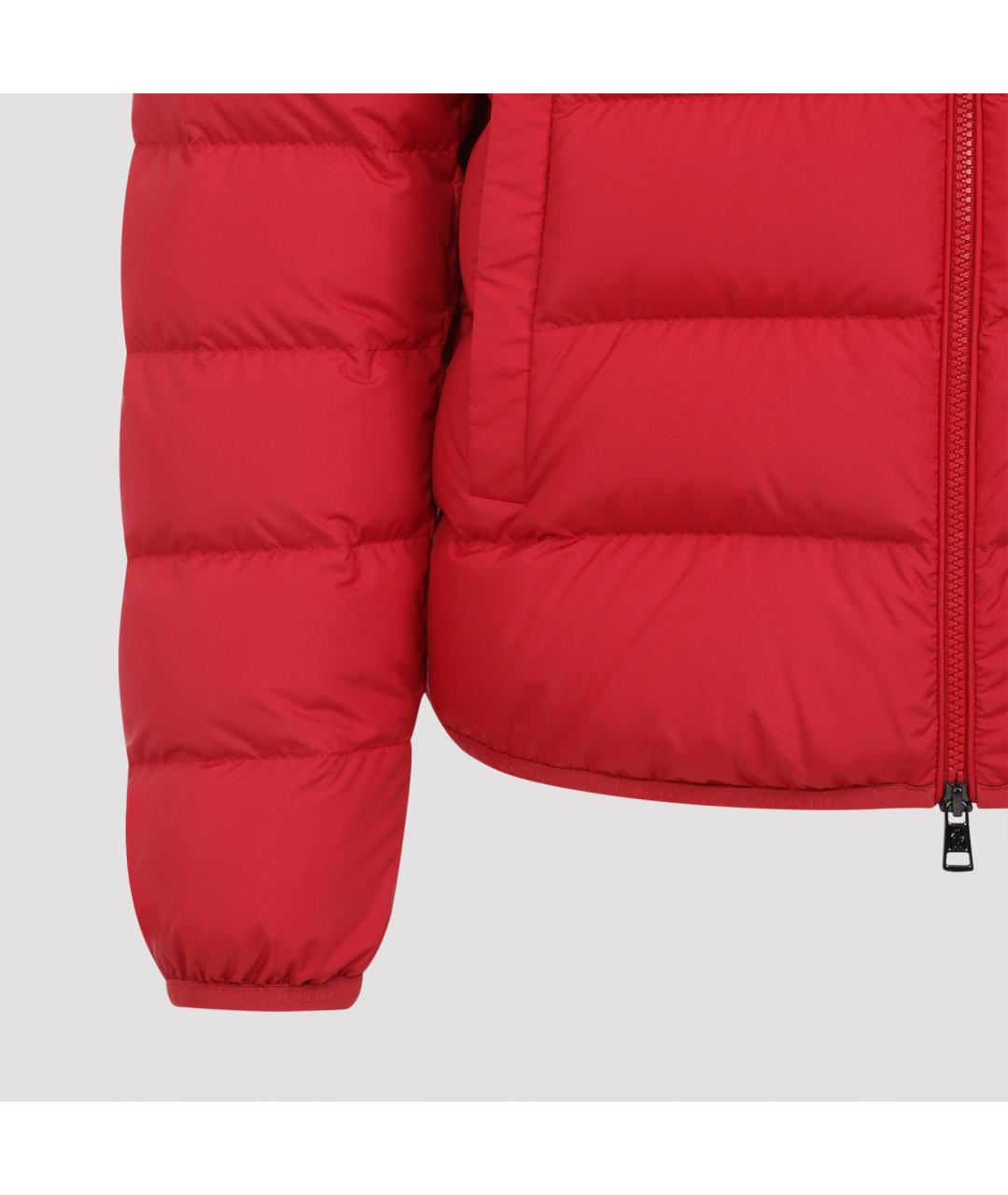 MONCLER Красный полиэстеровый пуховик, фото 4
