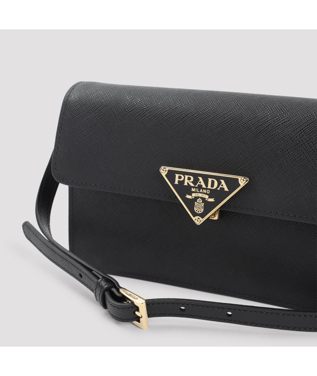 PRADA Черная кожаная сумка через плечо, фото 4
