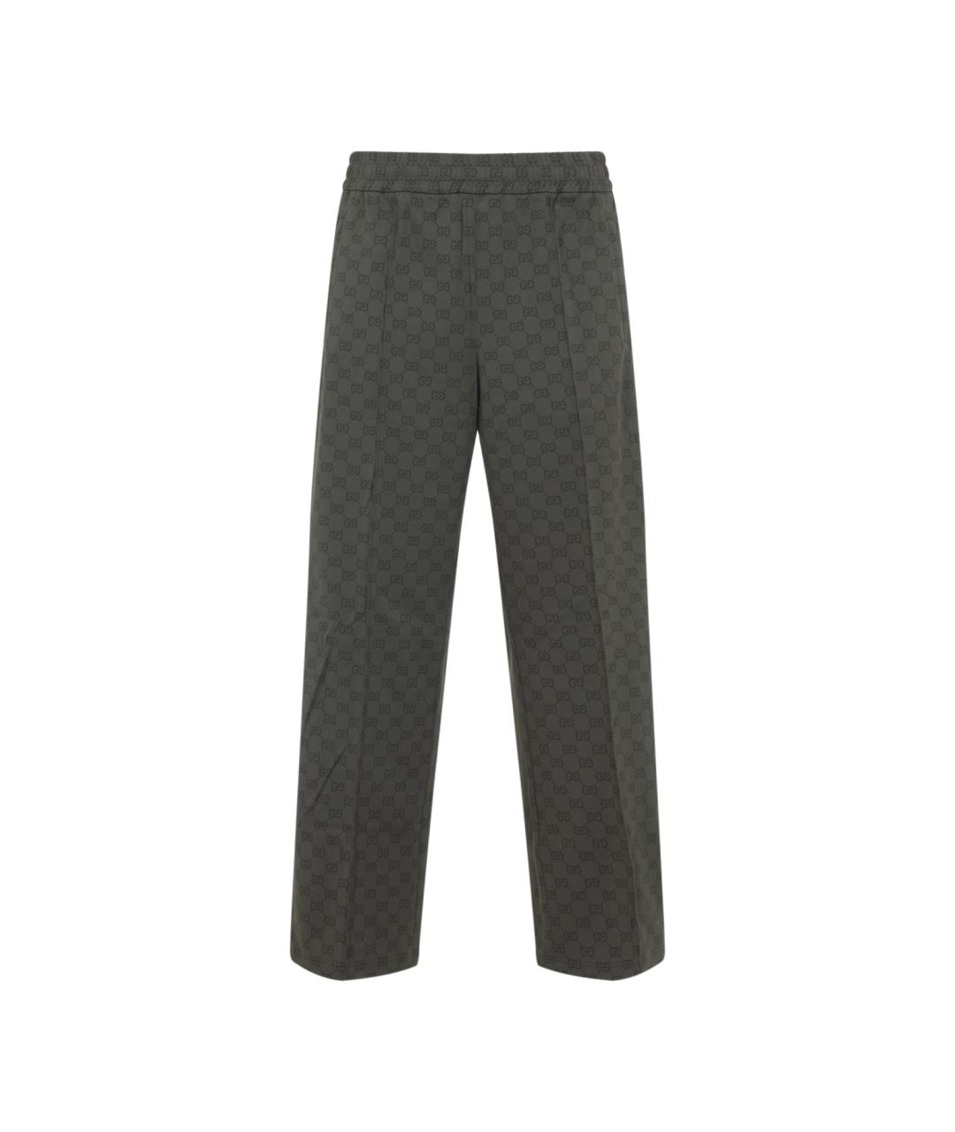 GUCCI Зеленые хлопковые повседневные брюки, фото 1