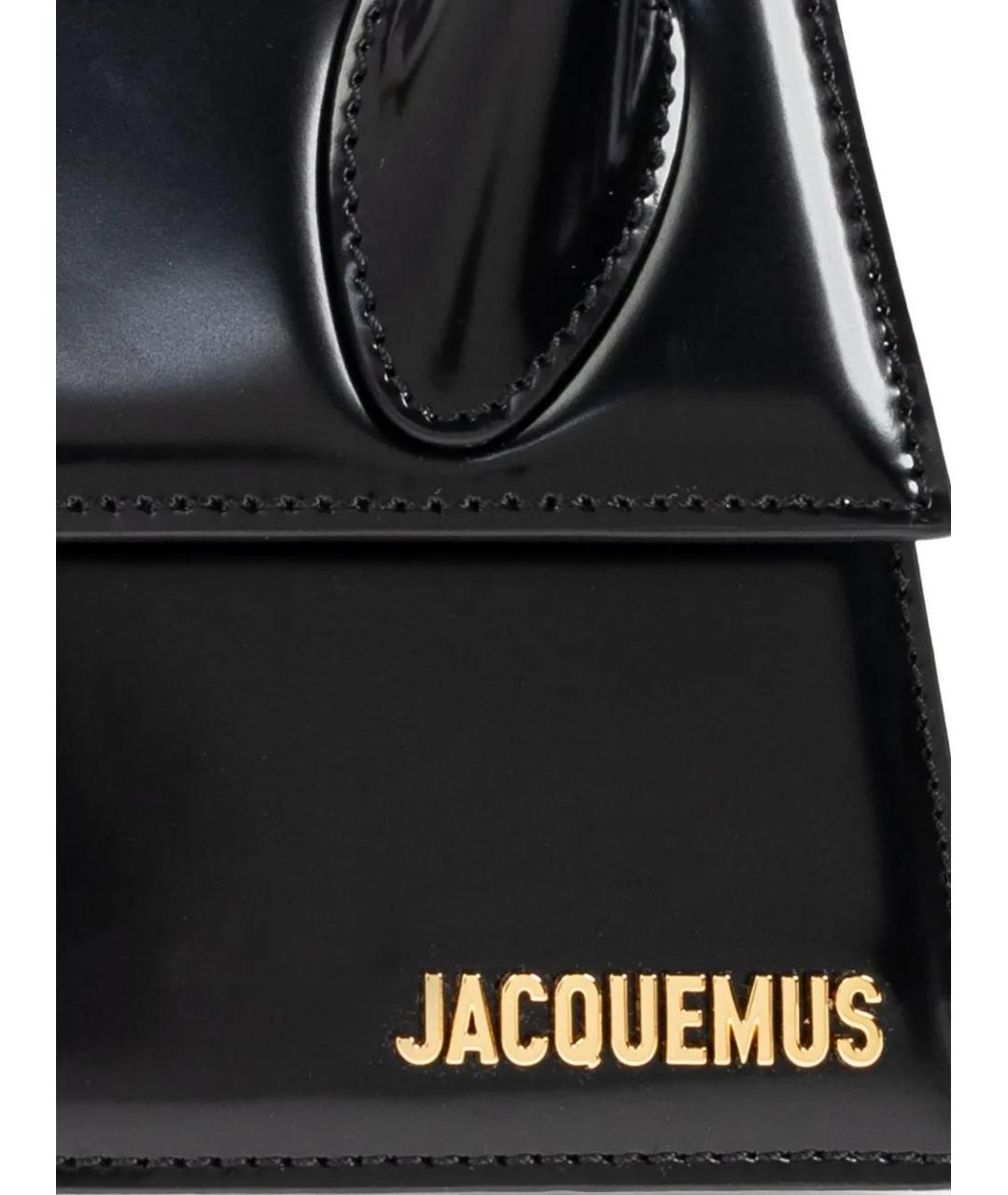 JACQUEMUS Черная кожаная сумка с короткими ручками, фото 5