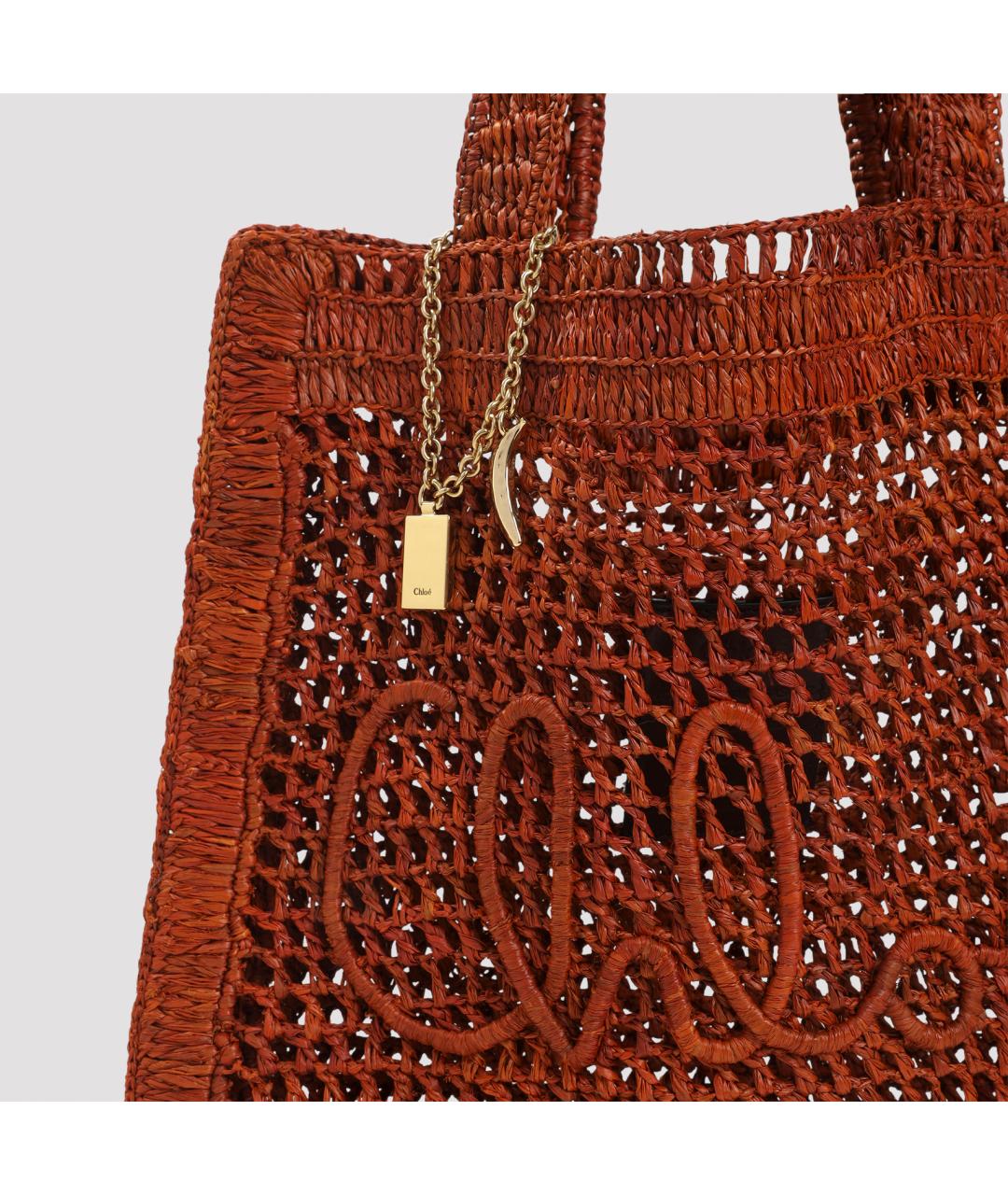 CHLOE Коричневая пелетеная сумка тоут, фото 4