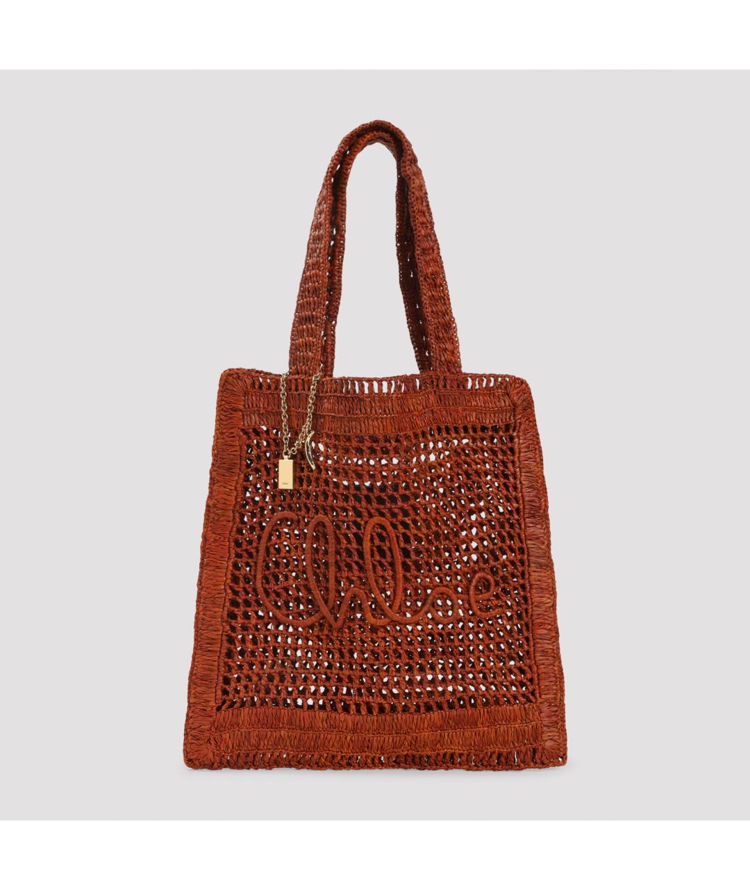 CHLOE Коричневая пелетеная сумка тоут, фото 2