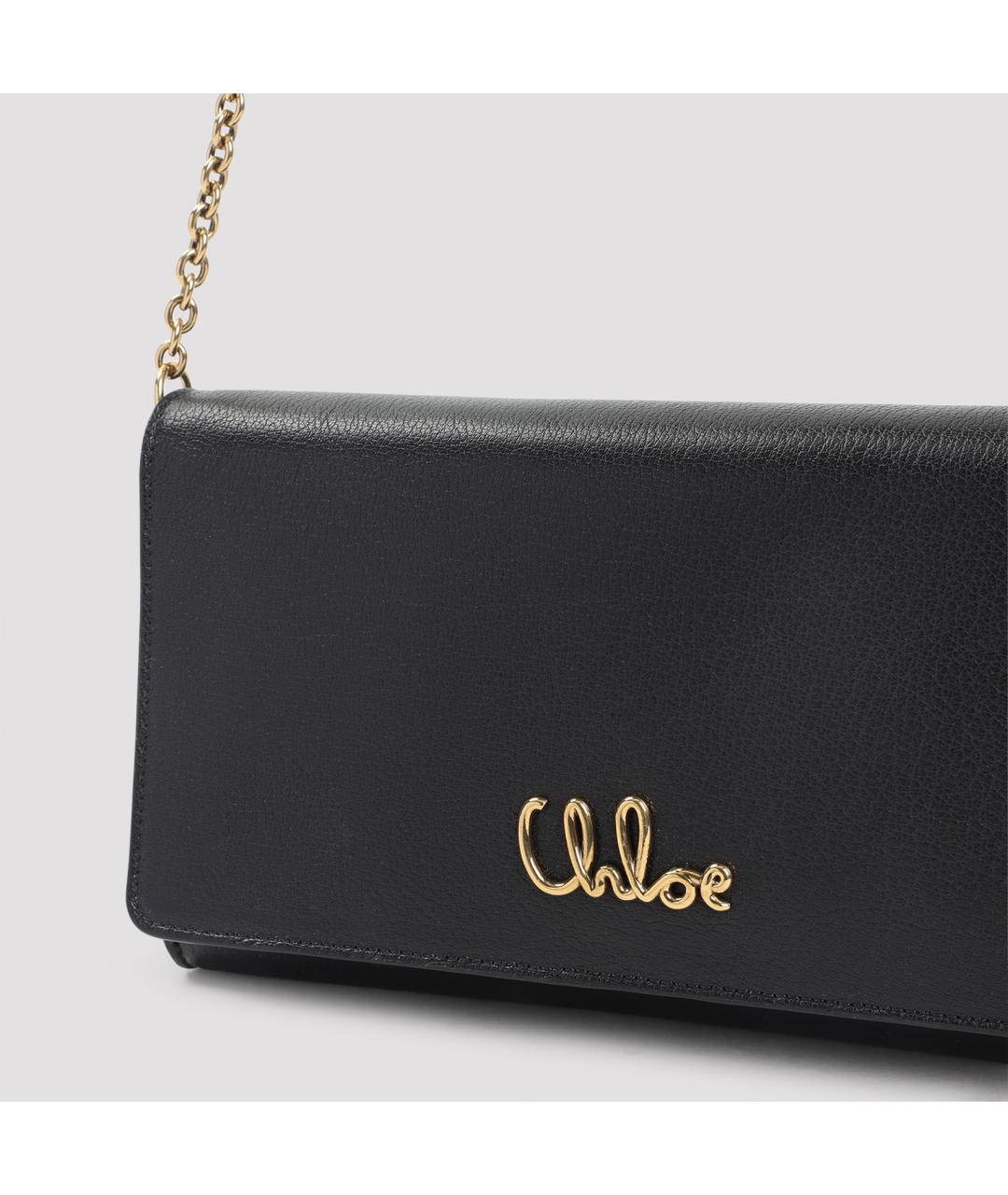 CHLOE Черная кожаная сумка через плечо, фото 4