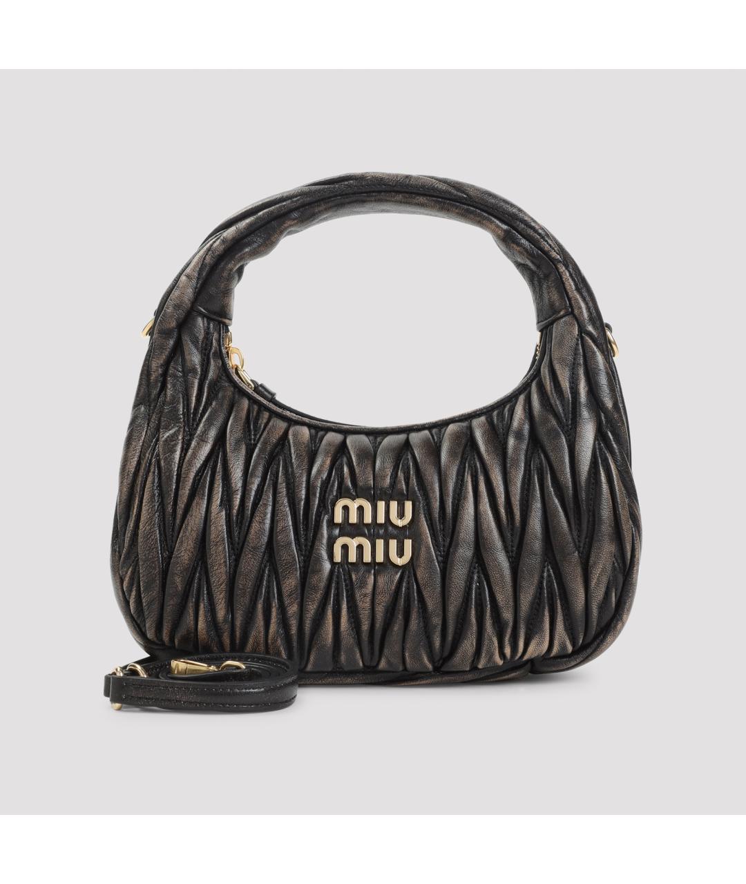 MIU MIU Коричневая кожаная сумка с короткими ручками, фото 2