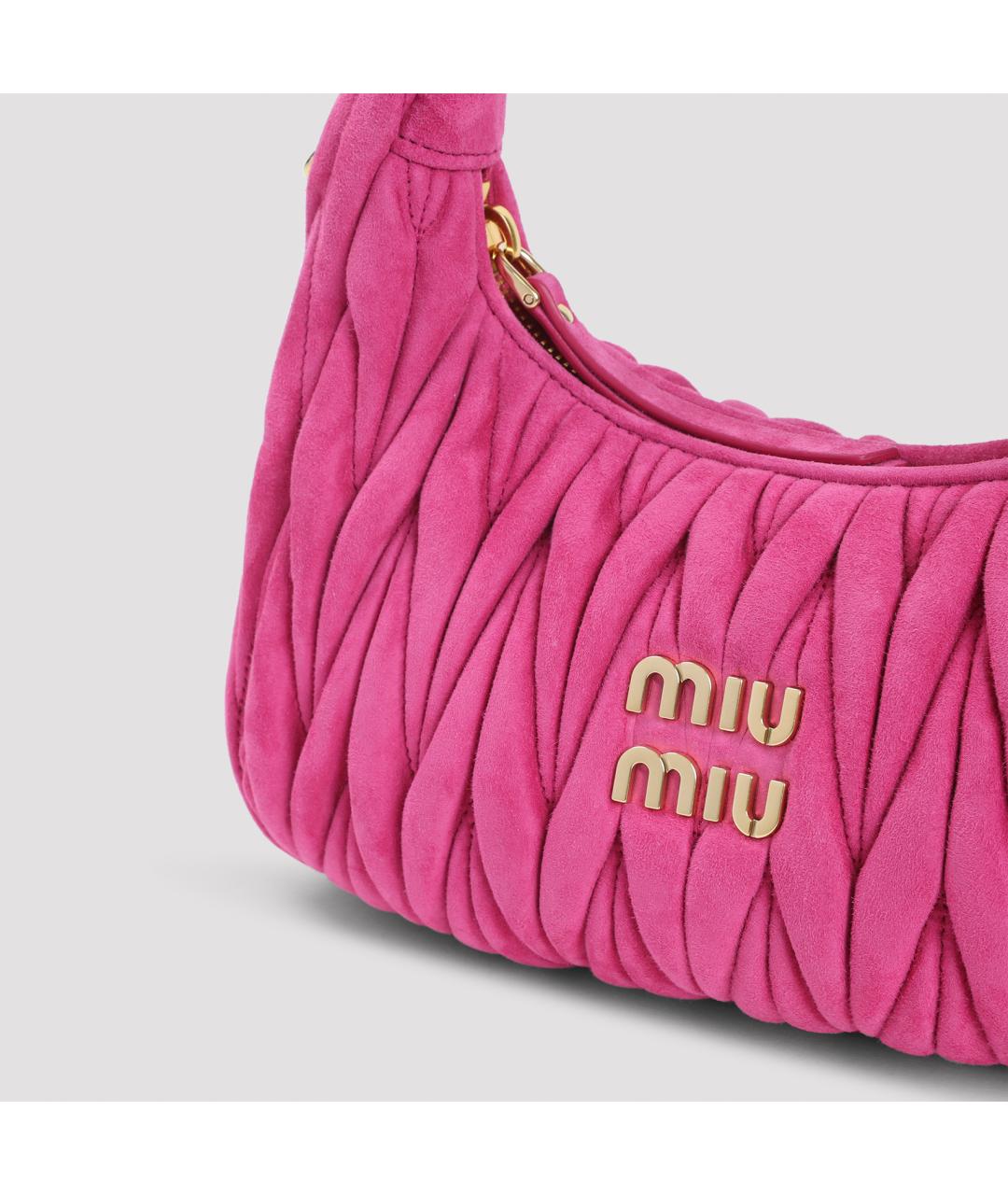 MIU MIU Розовая кожаная сумка с короткими ручками, фото 4