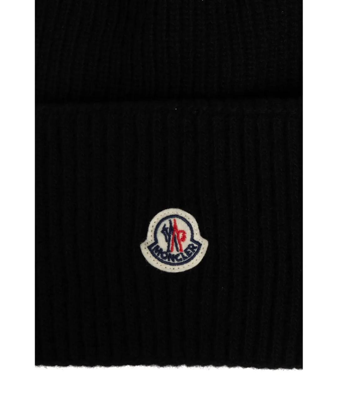 MONCLER Черная шерстяная шапка, фото 2