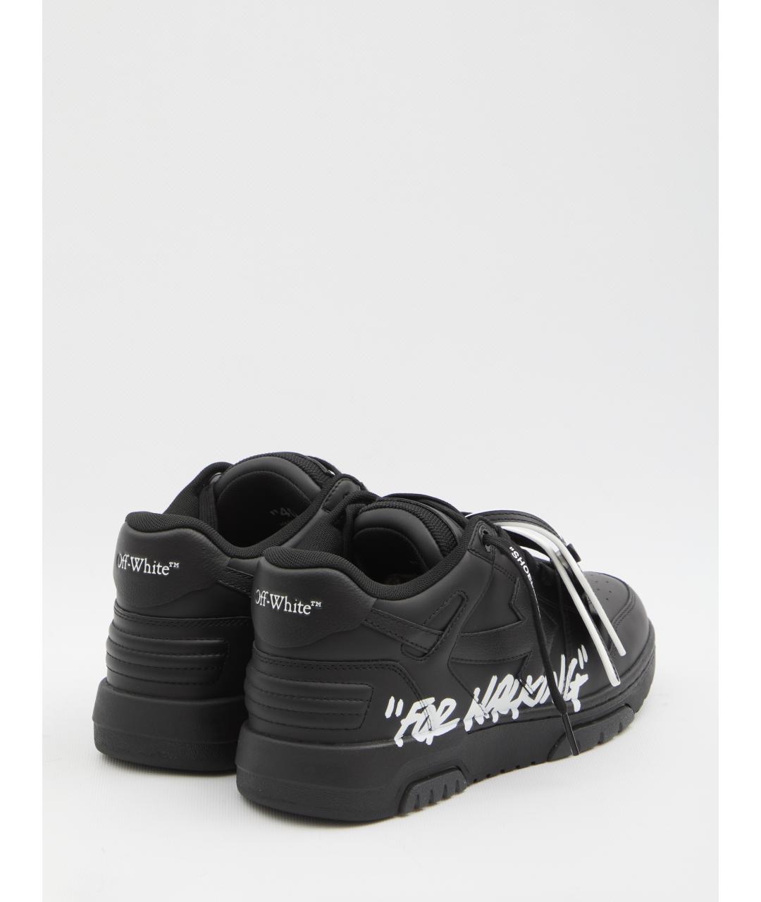 OFF-WHITE Черные кожаные низкие кроссовки / кеды, фото 3