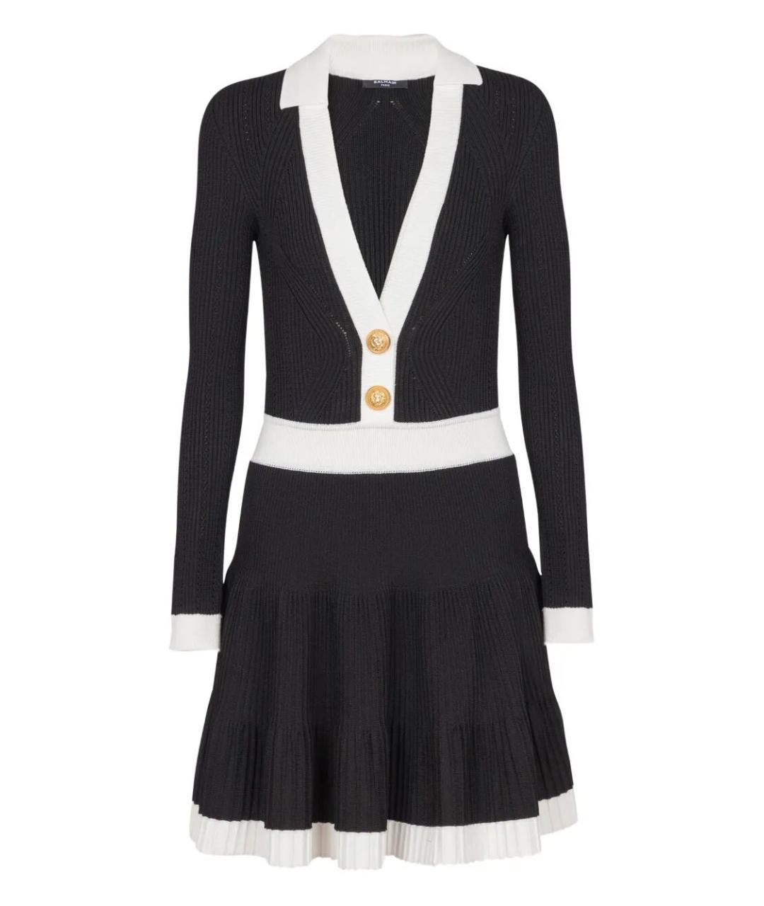 BALMAIN Черное полиэстеровое повседневное платье, фото 1