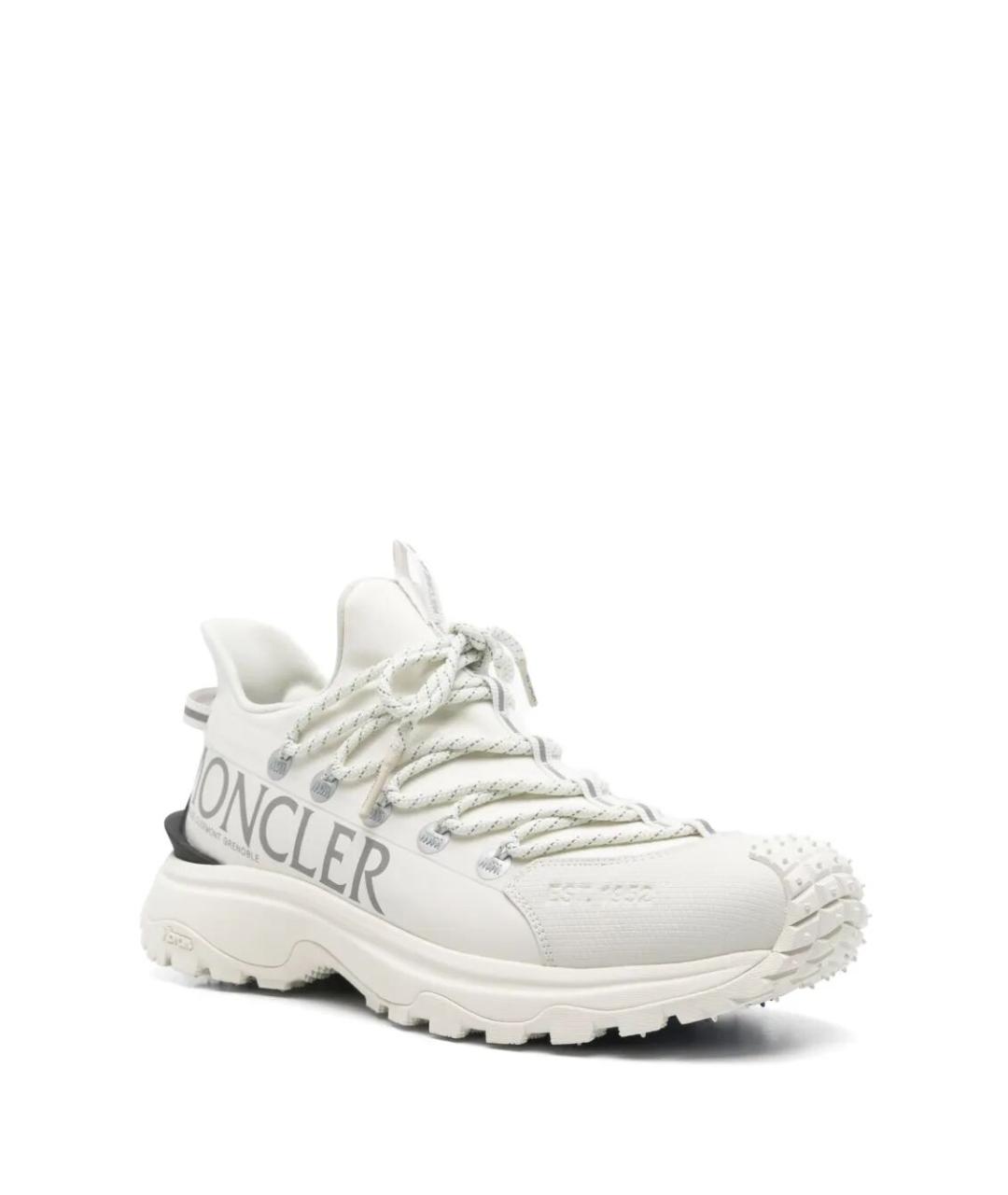 MONCLER Белые синтетические низкие кроссовки / кеды, фото 2