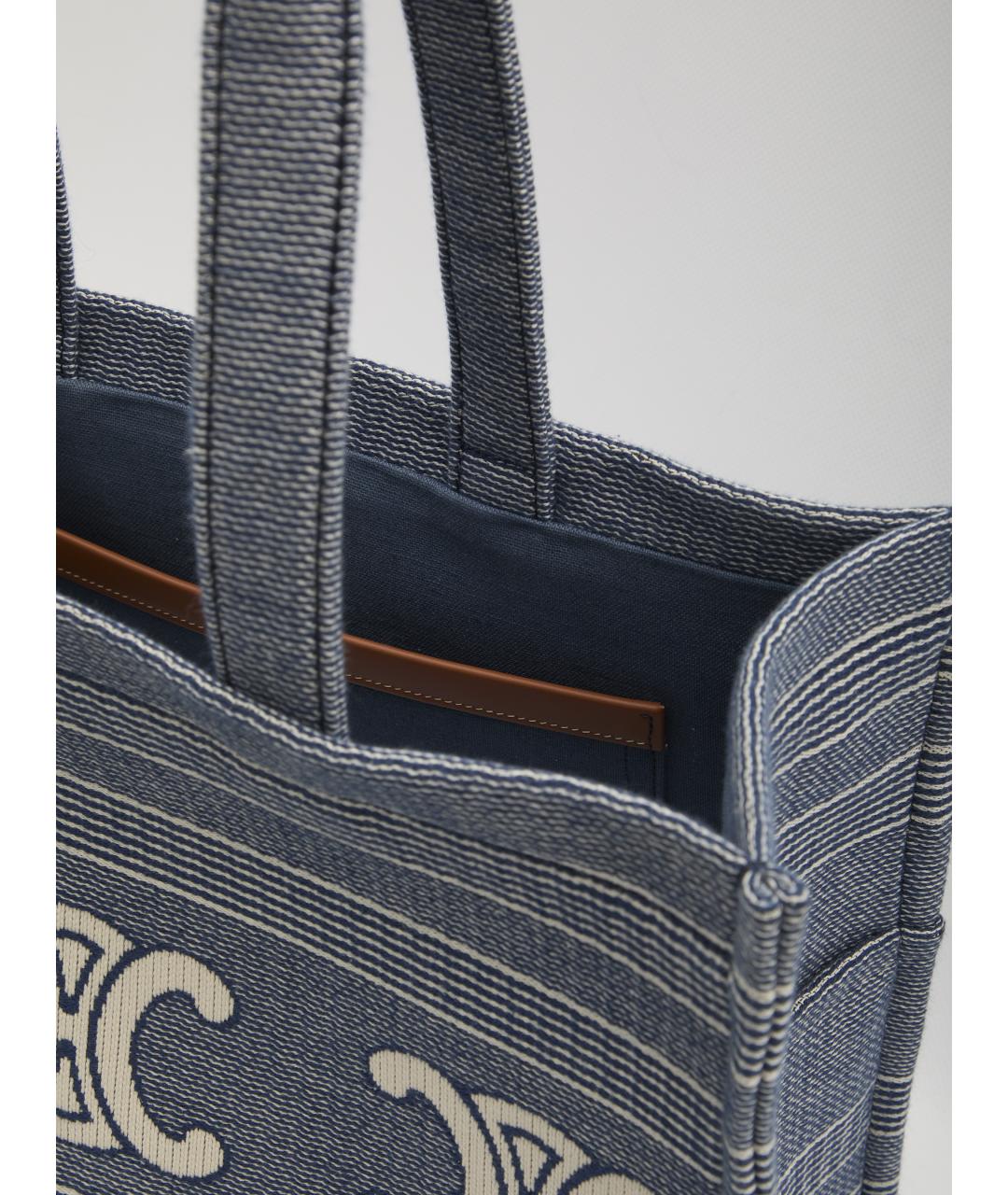 CELINE Синяя тканевая сумка тоут, фото 4
