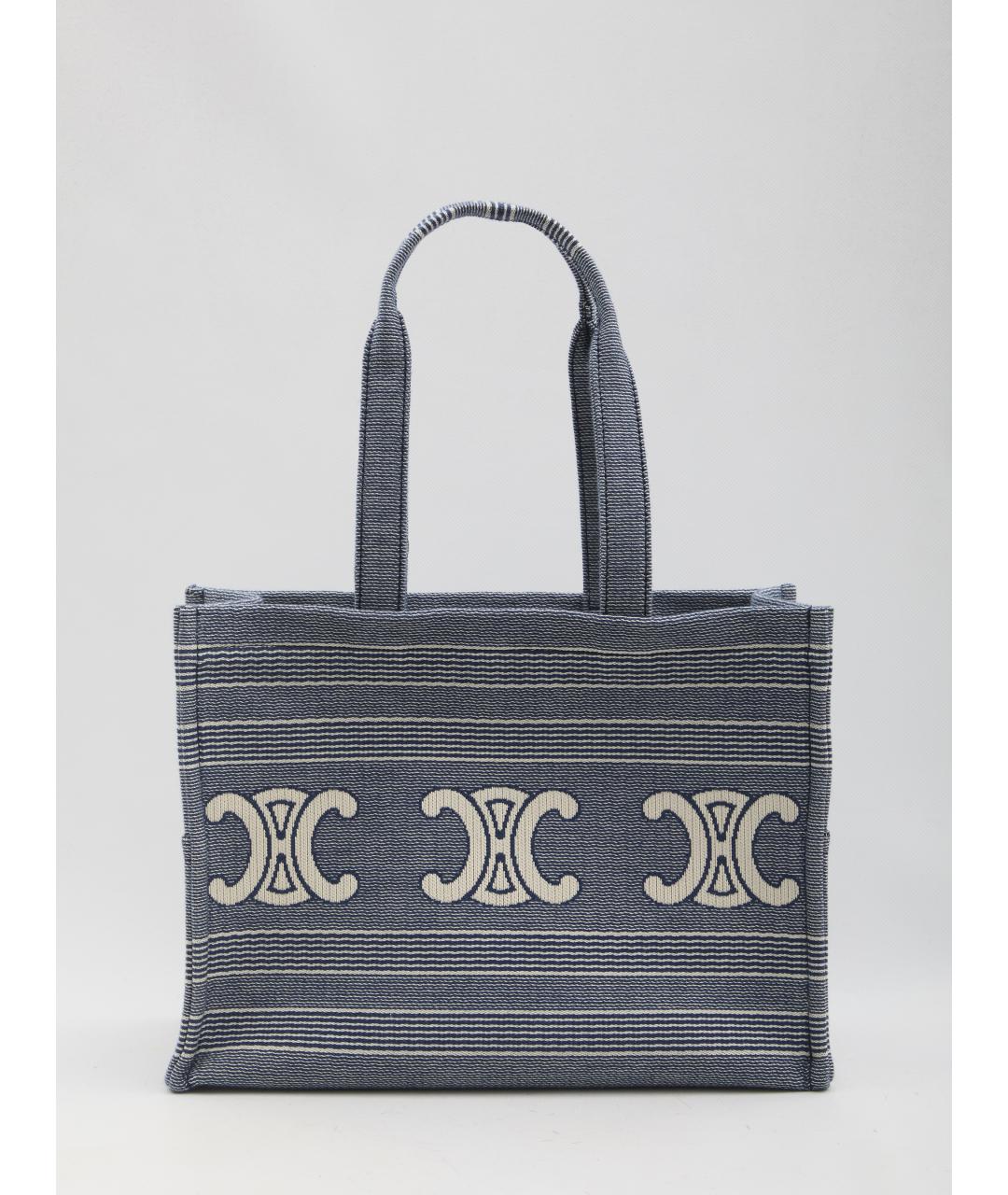 CELINE Синяя тканевая сумка тоут, фото 6