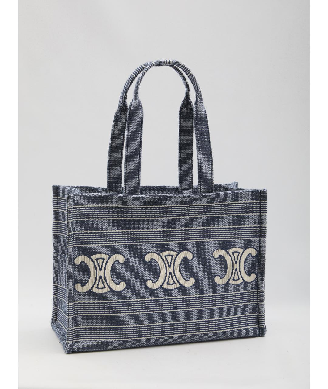 CELINE Синяя тканевая сумка тоут, фото 2