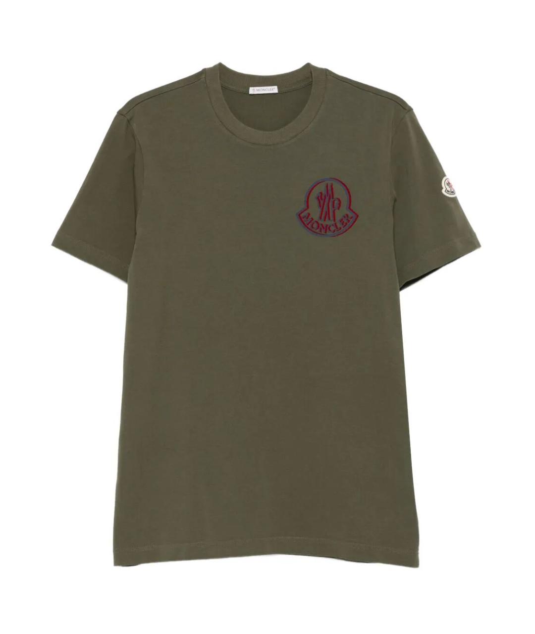 MONCLER Зеленая хлопковая футболка, фото 1
