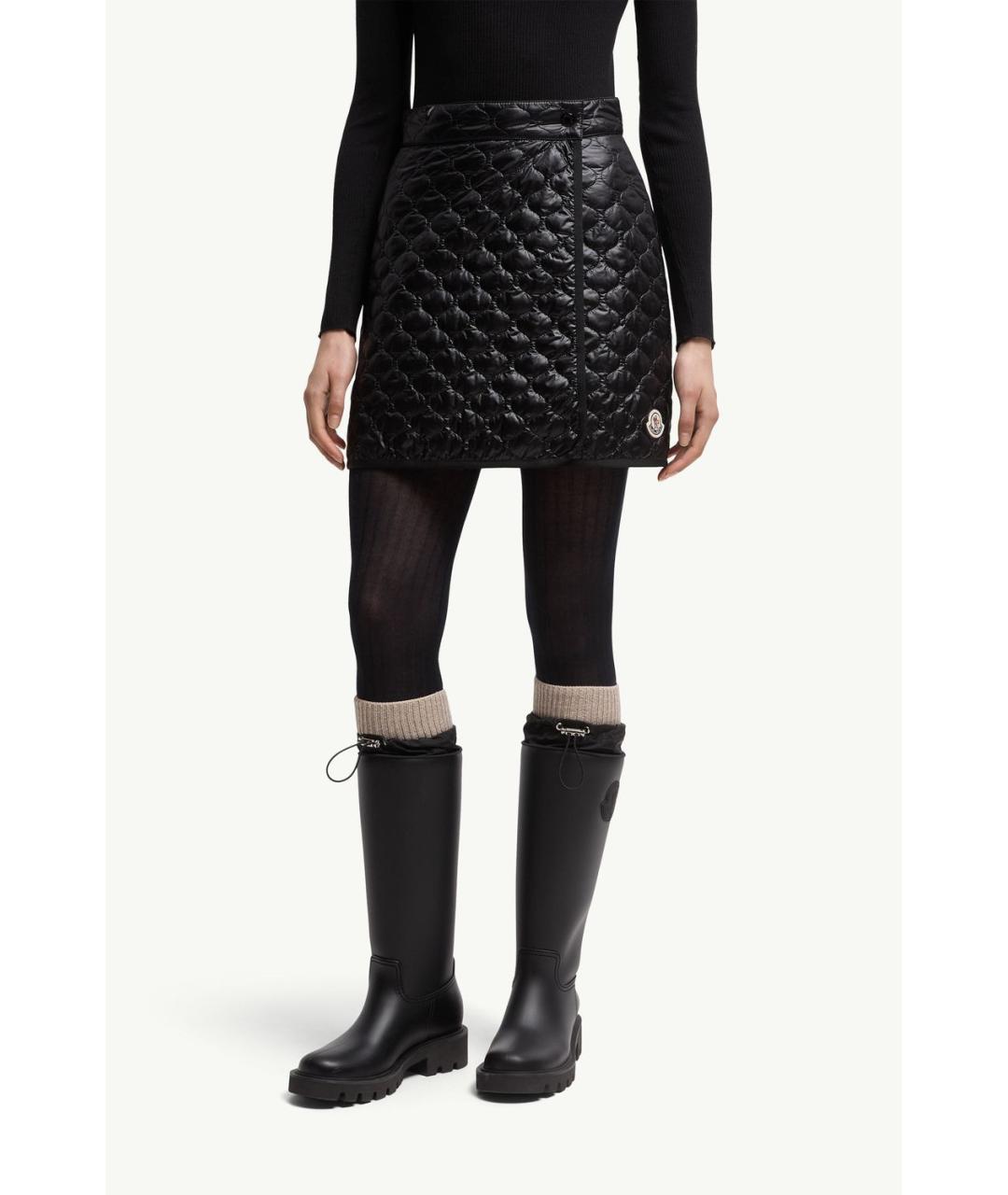 MONCLER Черная полиэстеровая юбка мини, фото 3