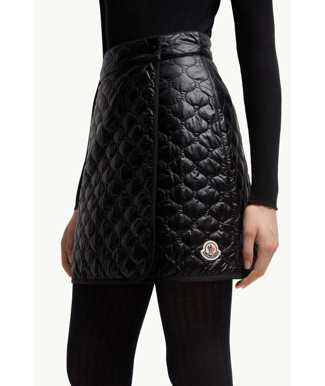MONCLER Черная полиэстеровая юбка мини, фото 4