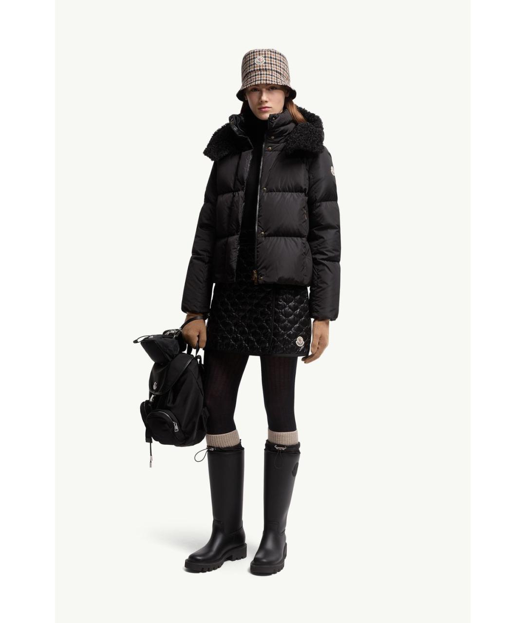 MONCLER Черная полиэстеровая юбка мини, фото 2