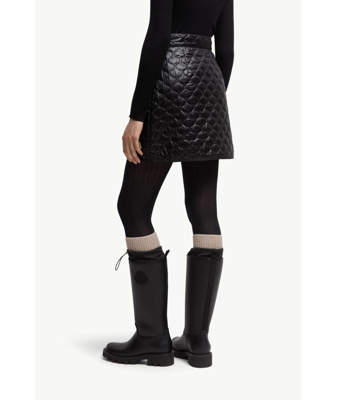 MONCLER Черная полиэстеровая юбка мини, фото 5