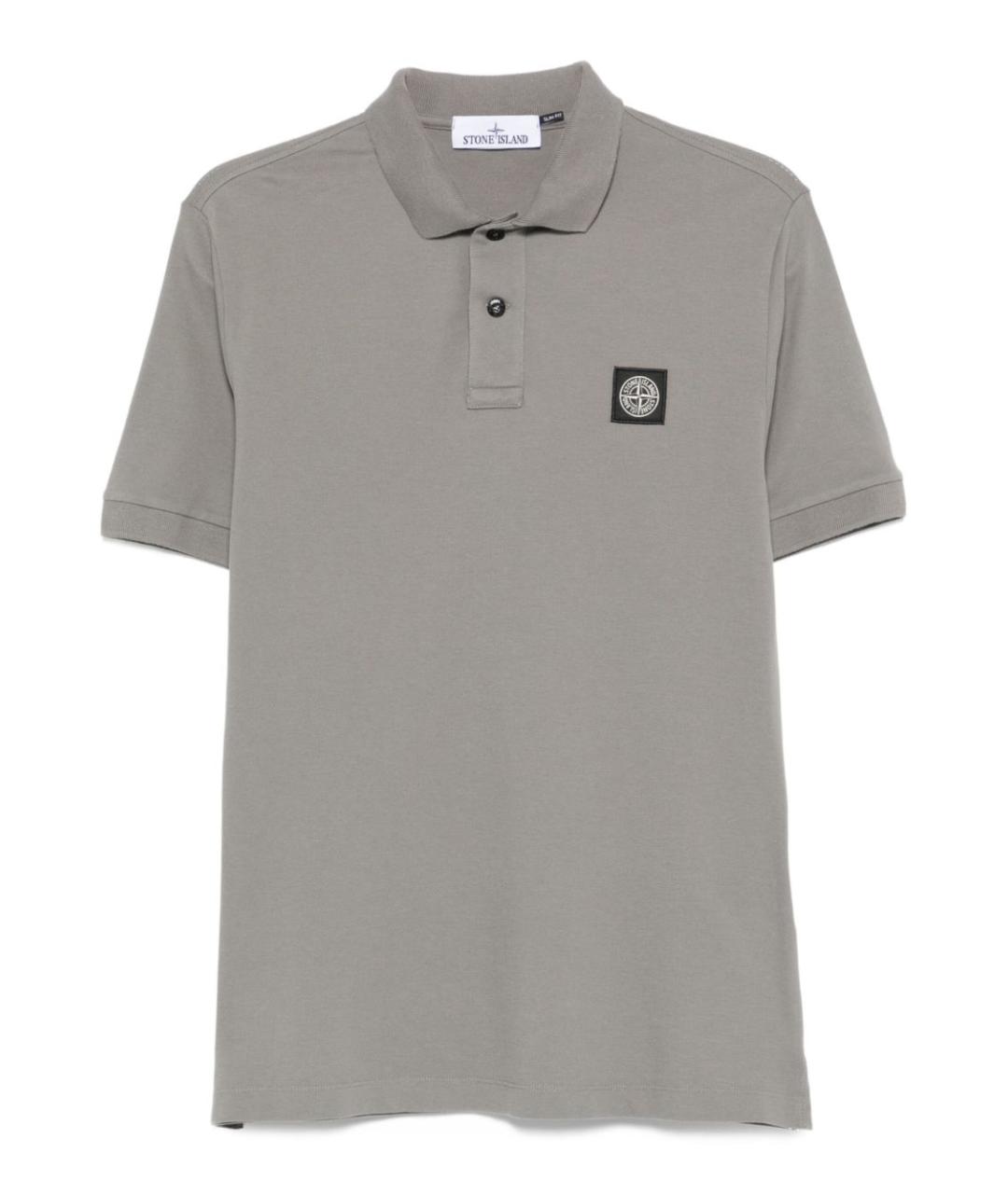 STONE ISLAND Серое хлопковое поло с коротким рукавом, фото 1