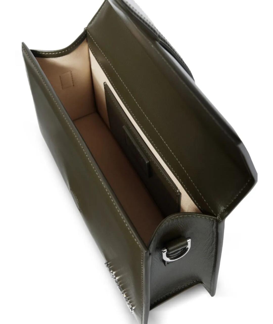 JACQUEMUS Хаки кожаная сумка с короткими ручками, фото 5