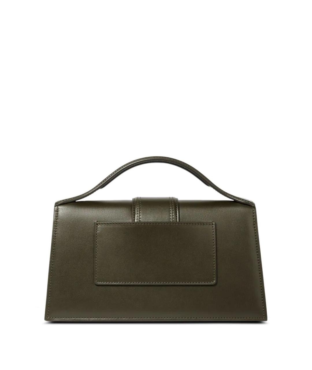 JACQUEMUS Хаки кожаная сумка с короткими ручками, фото 3