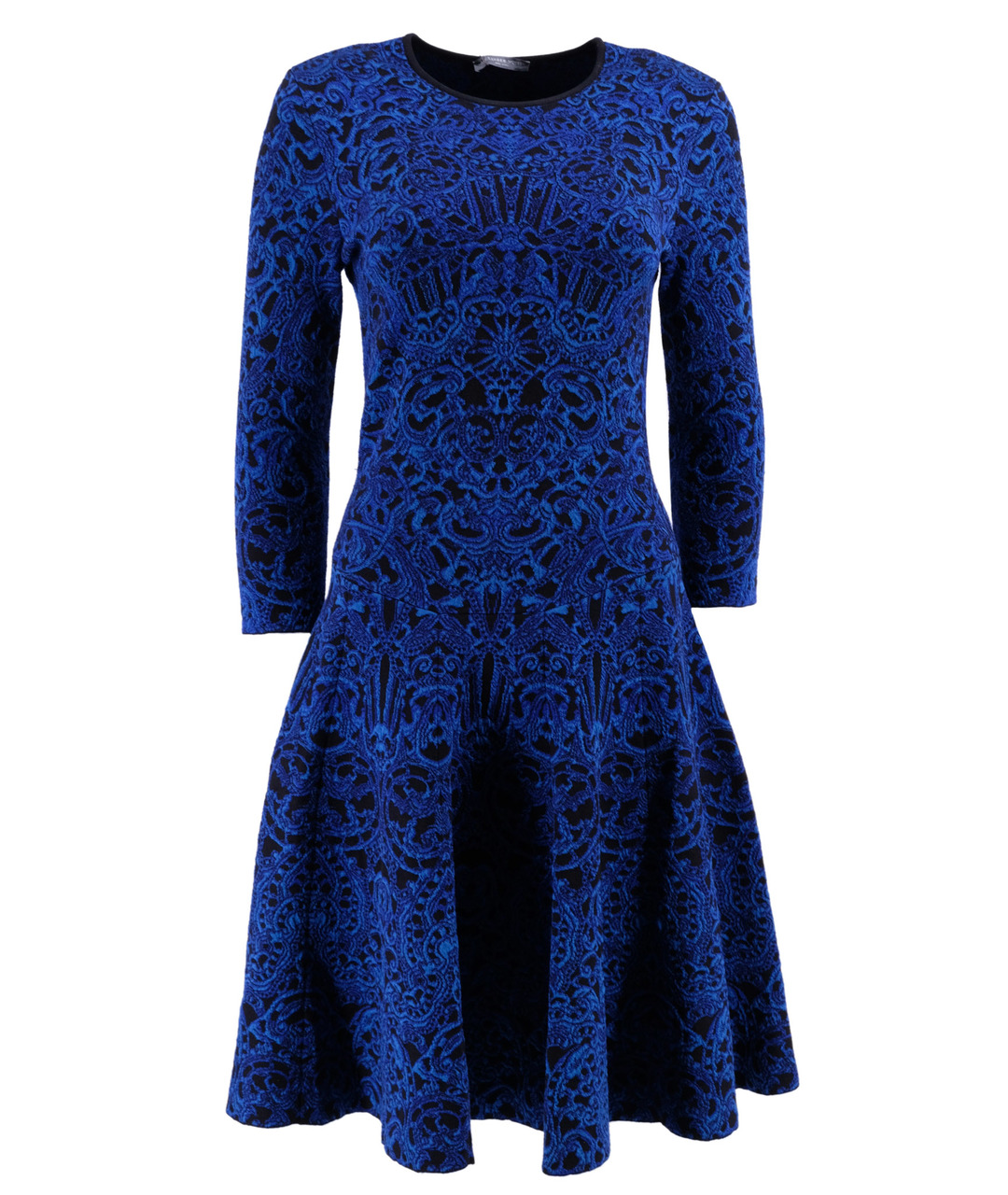 ALEXANDER MCQUEEN Синее шерстяное повседневное платье, фото 1