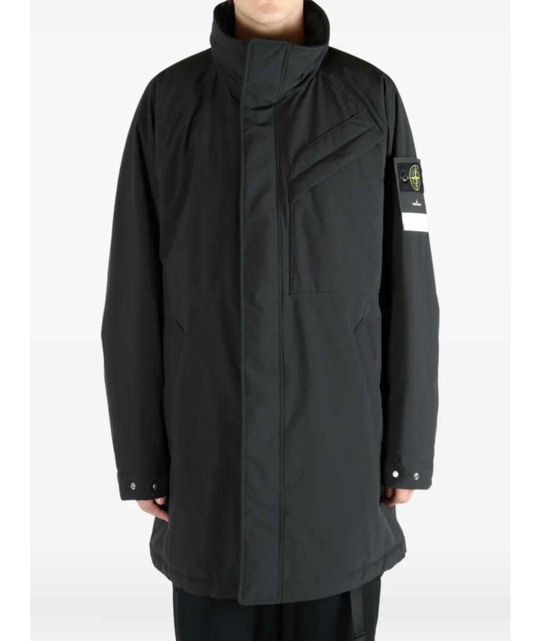 STONE ISLAND Черное полиэстеровое пальто, фото 2