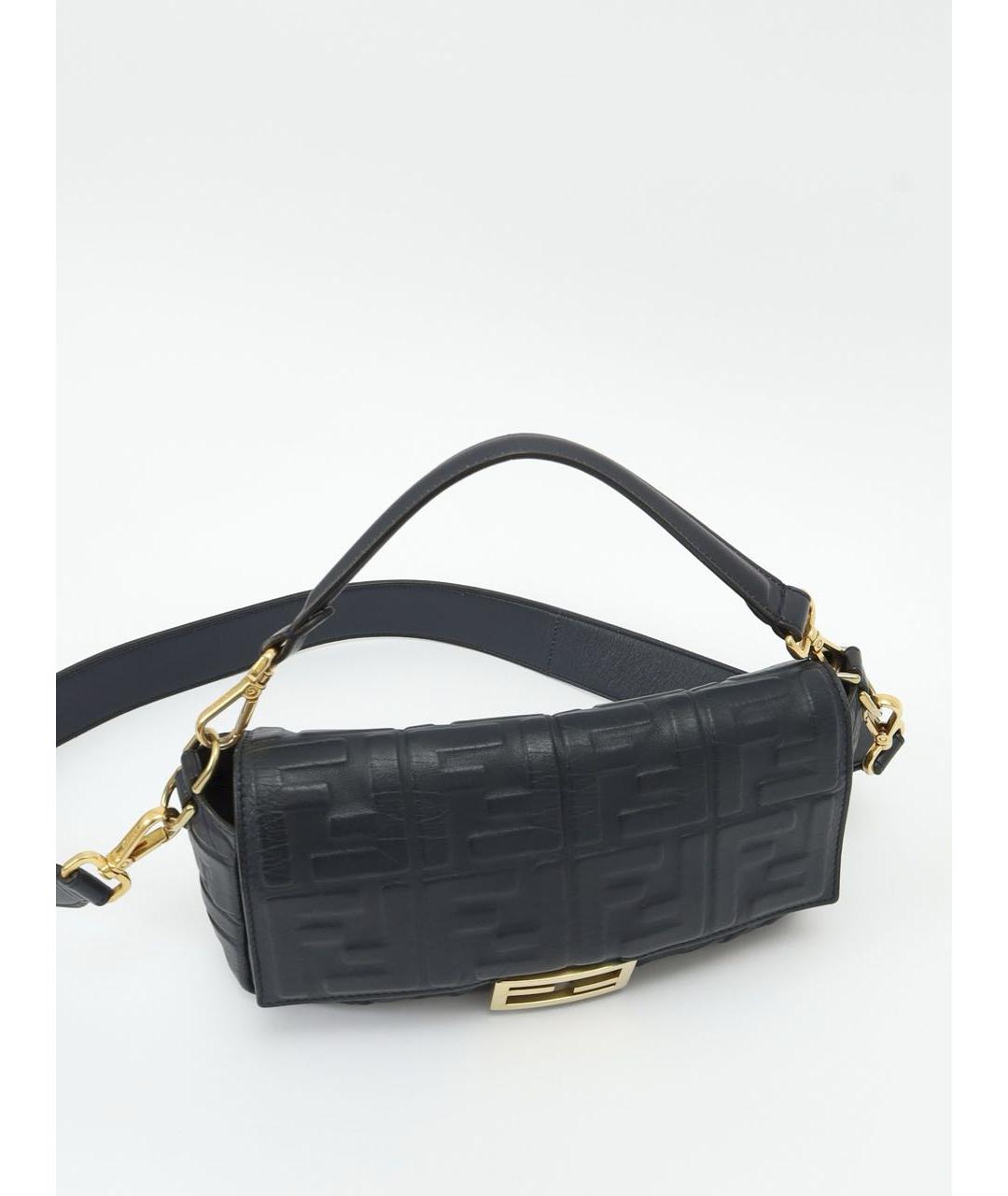 FENDI Темно-синяя кожаная сумка через плечо, фото 4