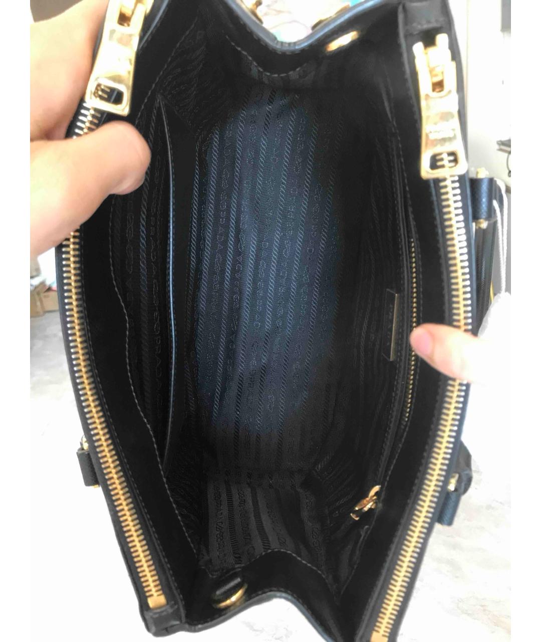 PRADA Черная кожаная сумка тоут, фото 8