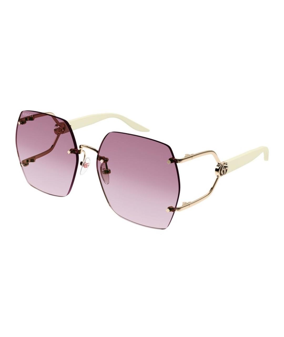 GUCCI Золотые металлические солнцезащитные очки, фото 1
