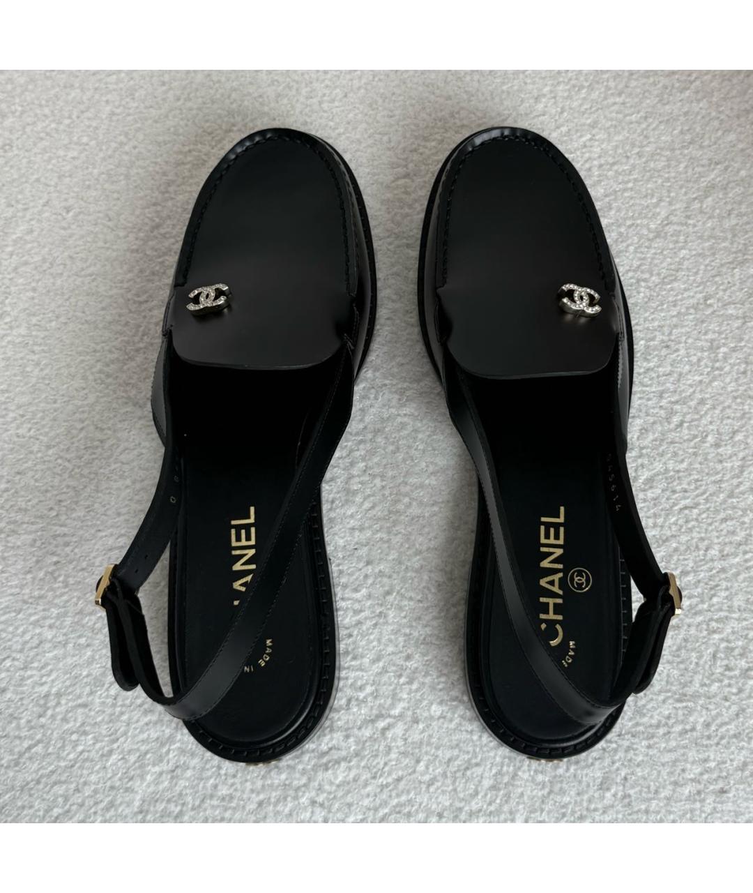 CHANEL Черные кожаные лоферы, фото 3
