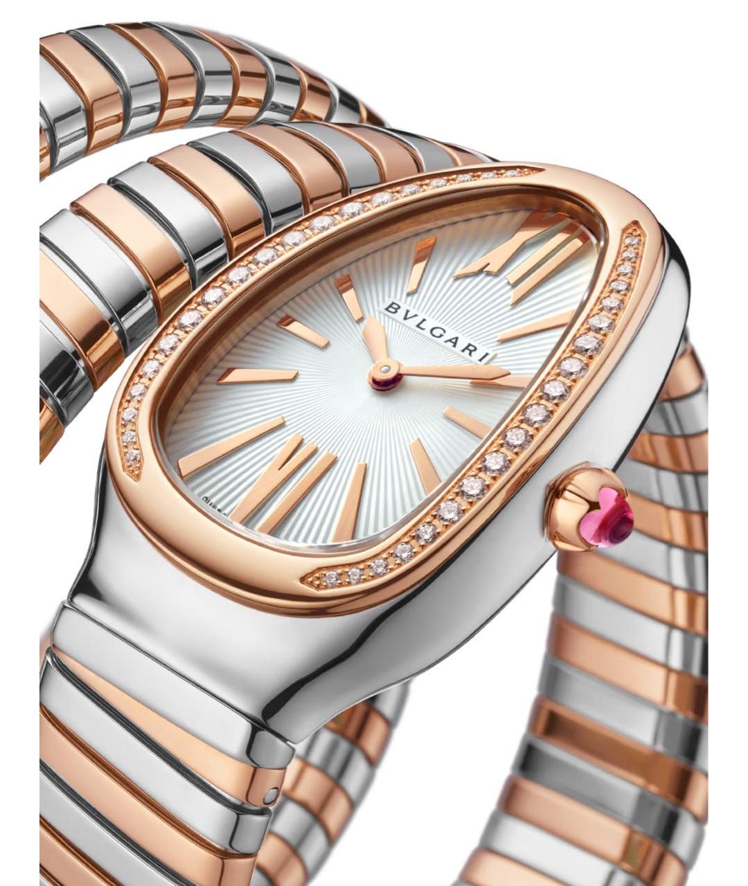 BVLGARI Белые часы из розового золота, фото 2