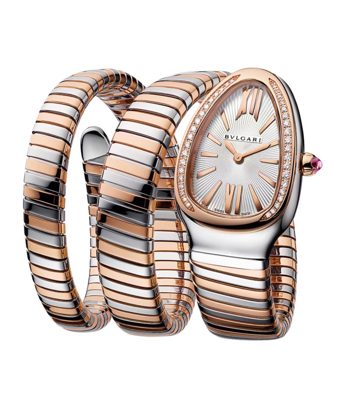 BVLGARI Белые часы из розового золота, фото 4
