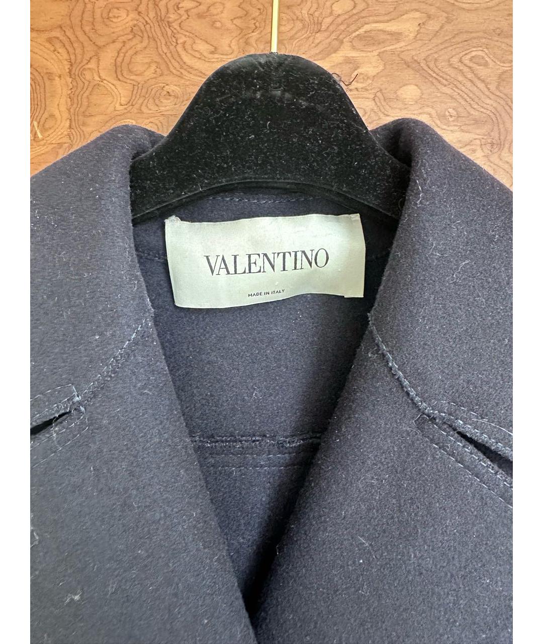 VALENTINO Темно-синее шерстяное пальто, фото 3