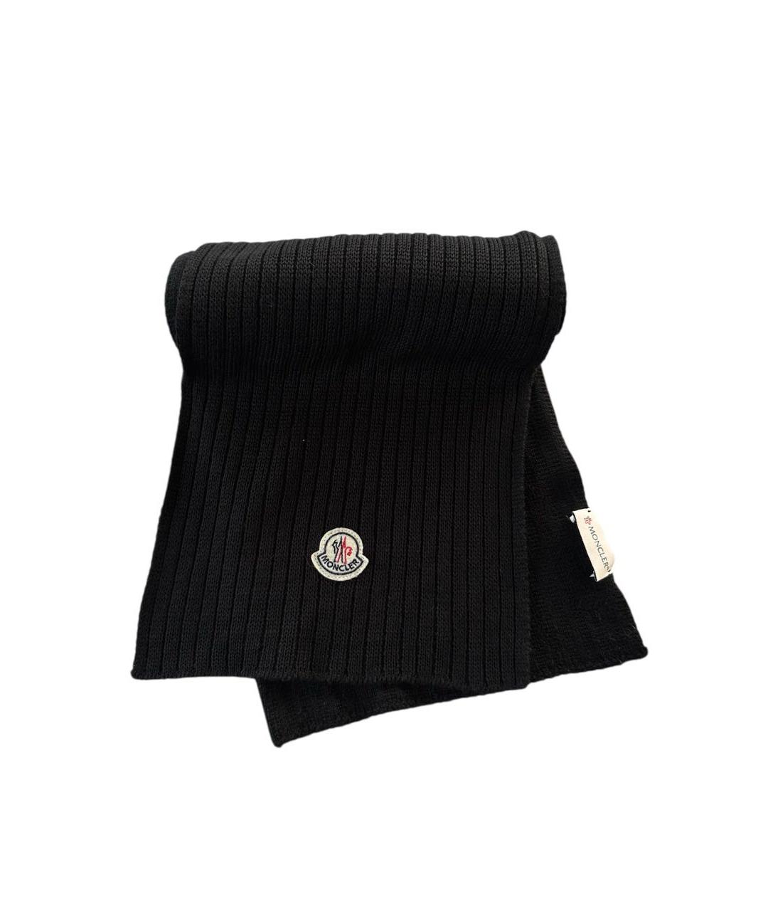 MONCLER Черный хлопковый шарф, фото 2