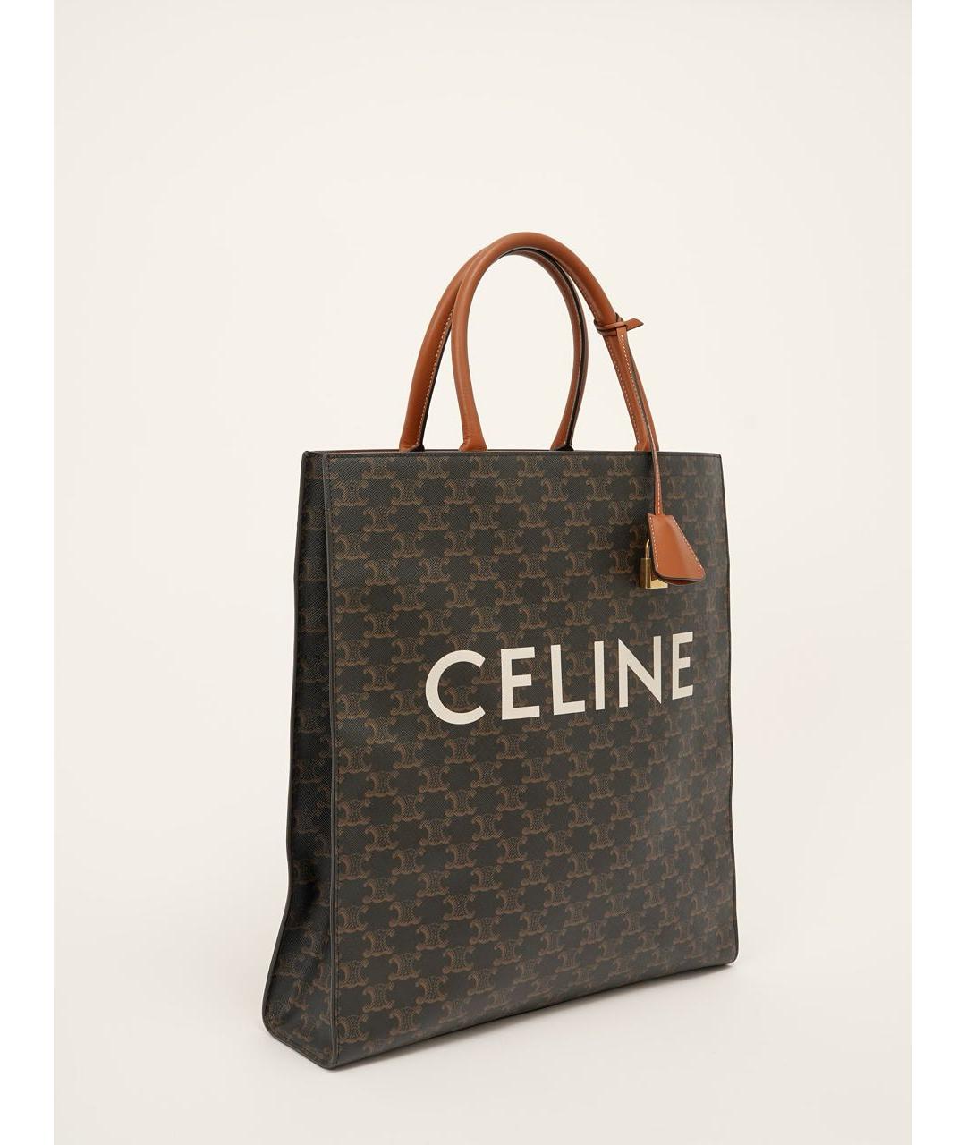CELINE Коричневая кожаная сумка через плечо, фото 2