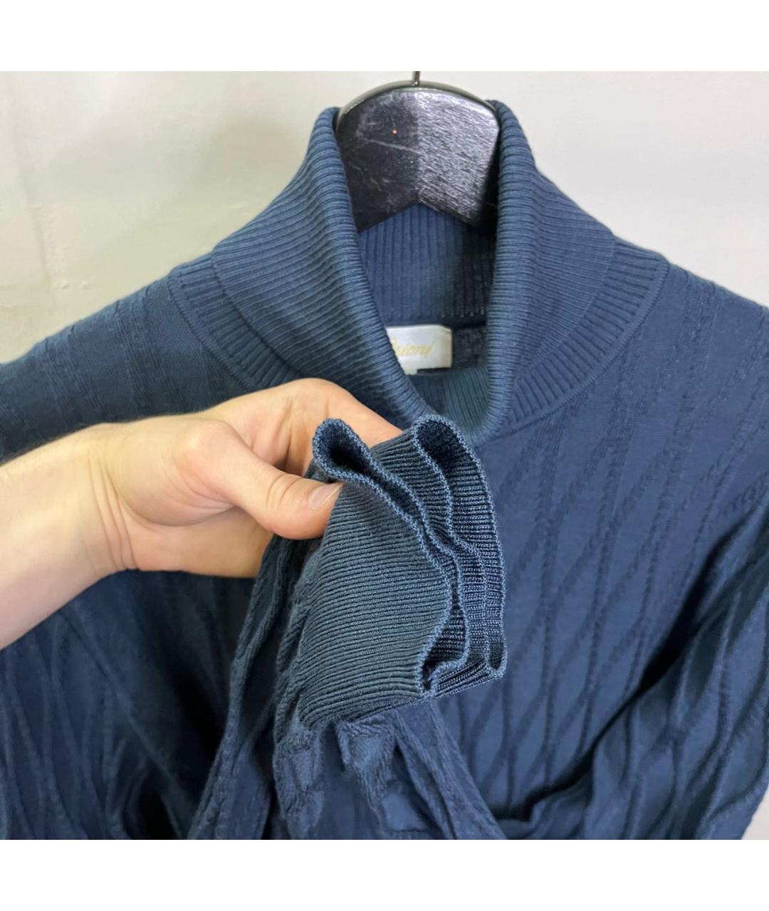 BRIONI Темно-синяя шерстяная водолазка, фото 4