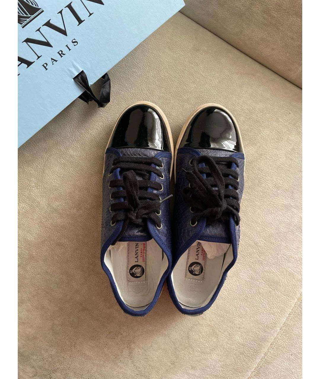 LANVIN Синие кожаные кеды, фото 3