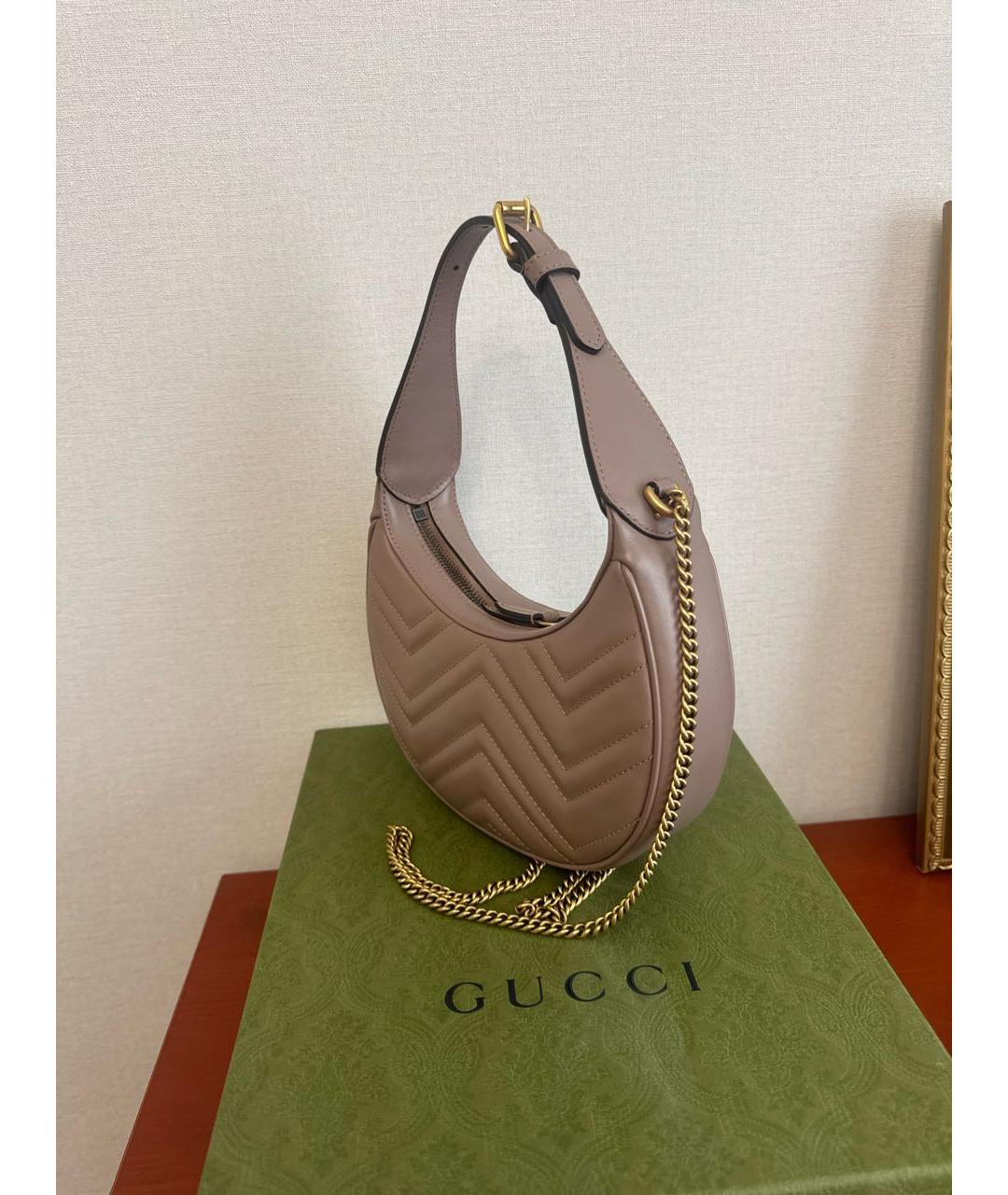 GUCCI Розовая кожаная сумка с короткими ручками, фото 2