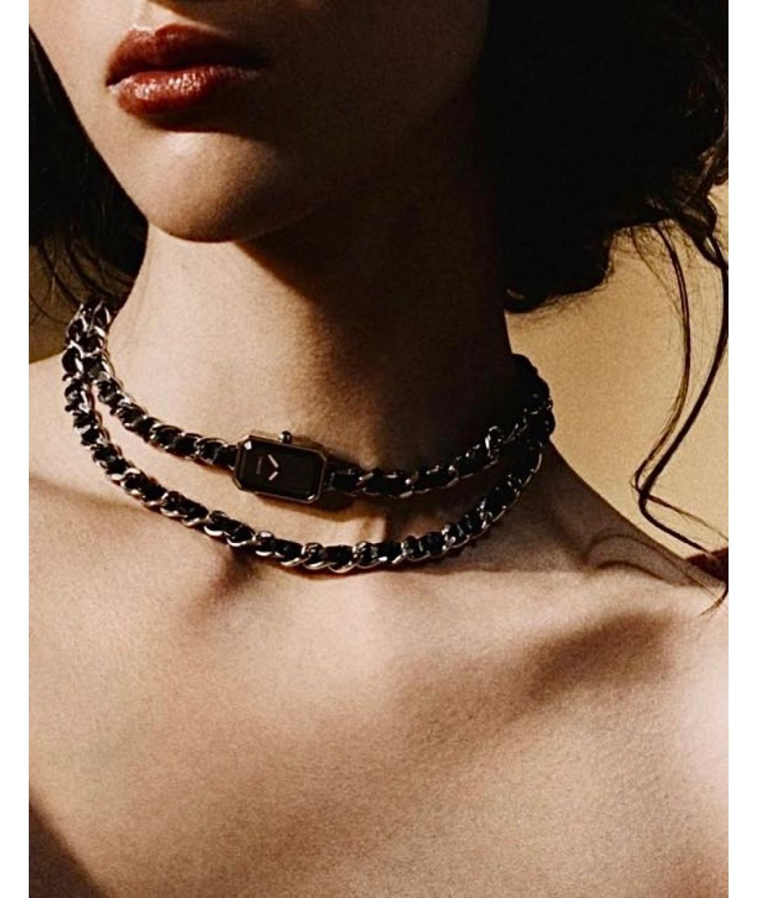 CHANEL Черные металлические часы, фото 4