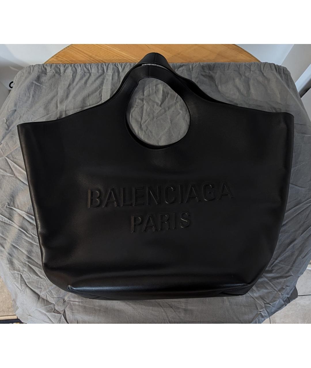 BALENCIAGA Черная кожаная сумка тоут, фото 5