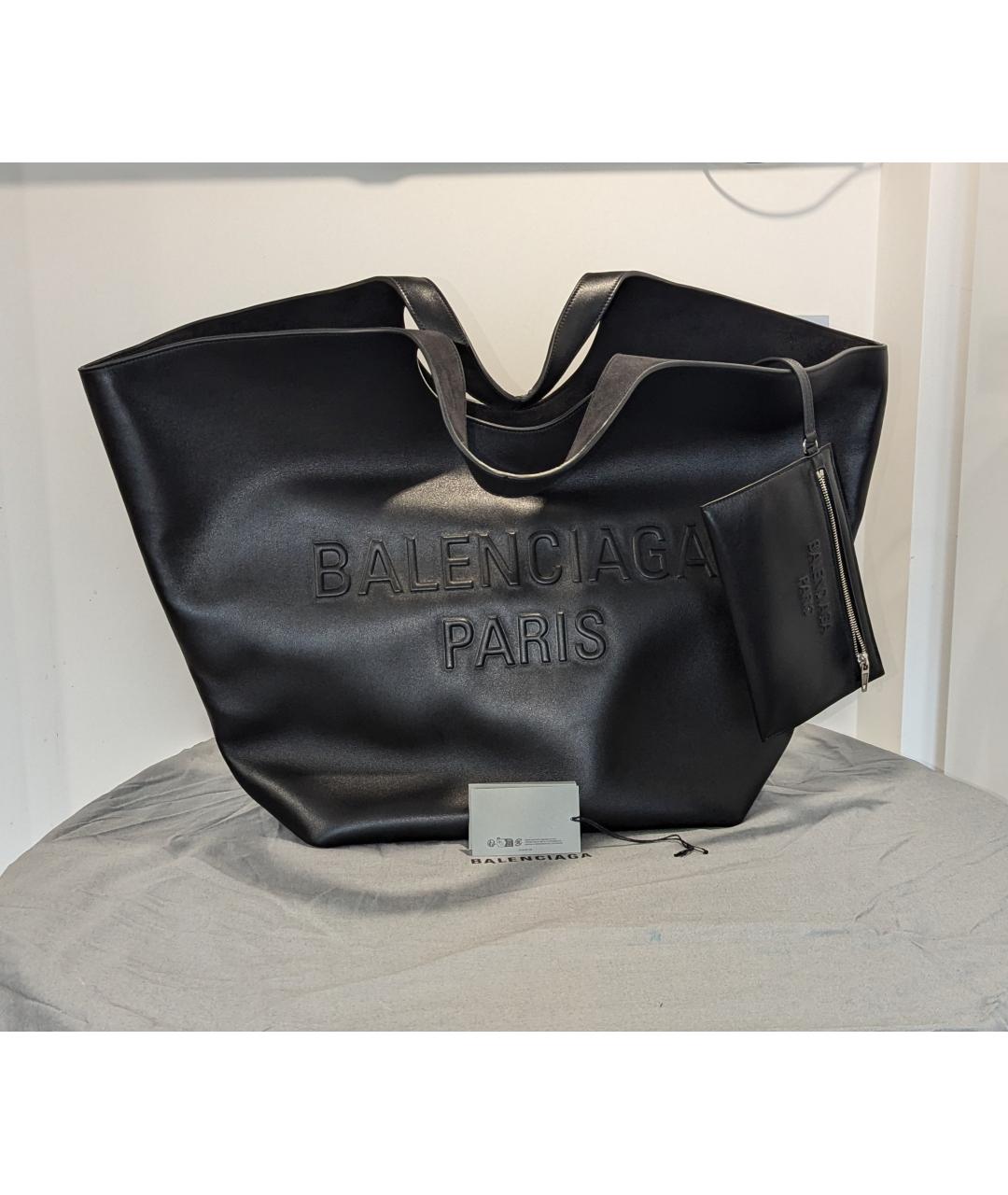 BALENCIAGA Черная кожаная сумка тоут, фото 2